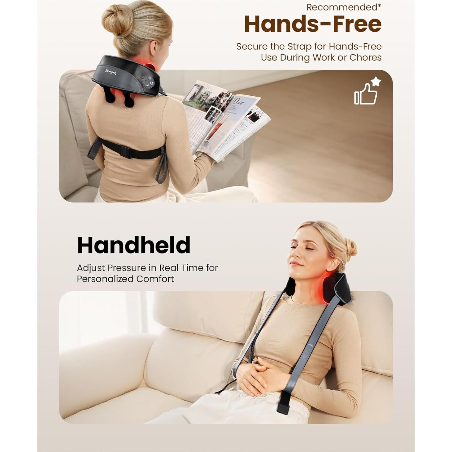 Masajeador de Cuello Shiatsu Bob y Brad 4D con Calor Relajante