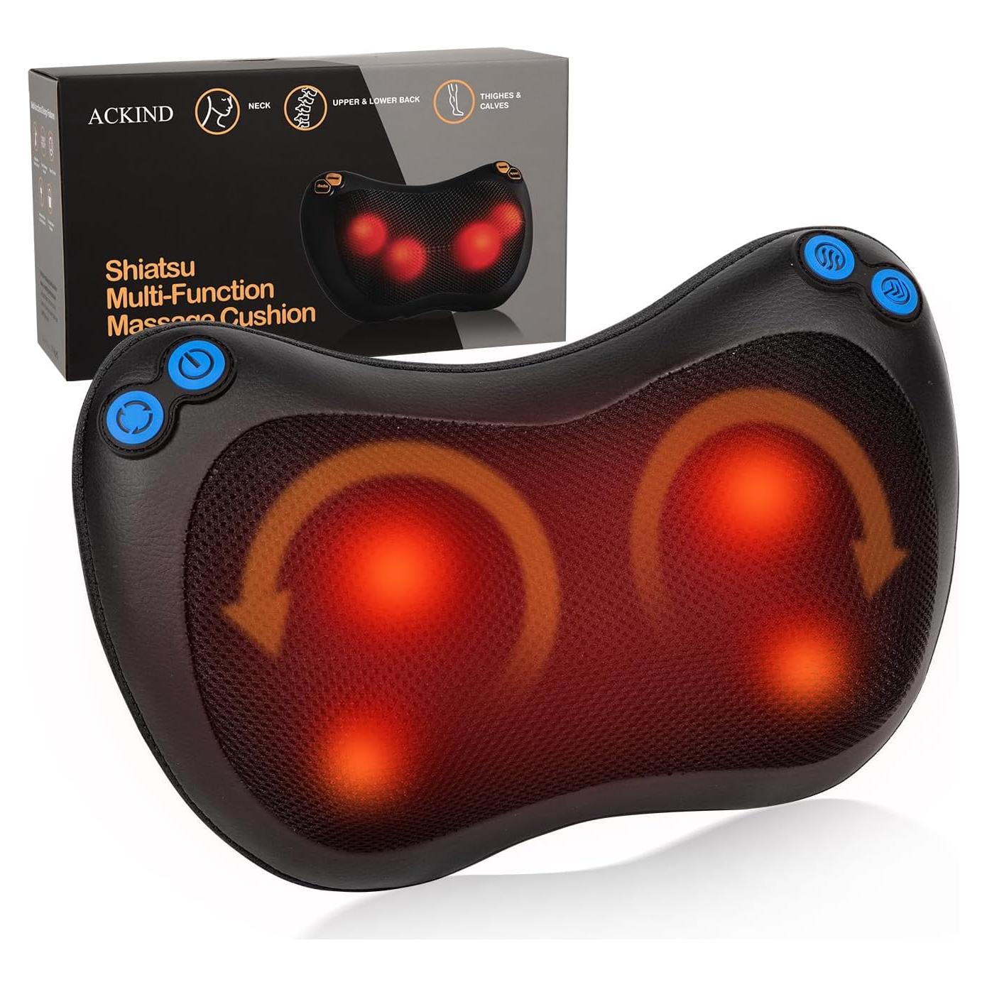 Cojín Masajeador Shiatsu ACKIND con Calor, Portátil 30x19cm