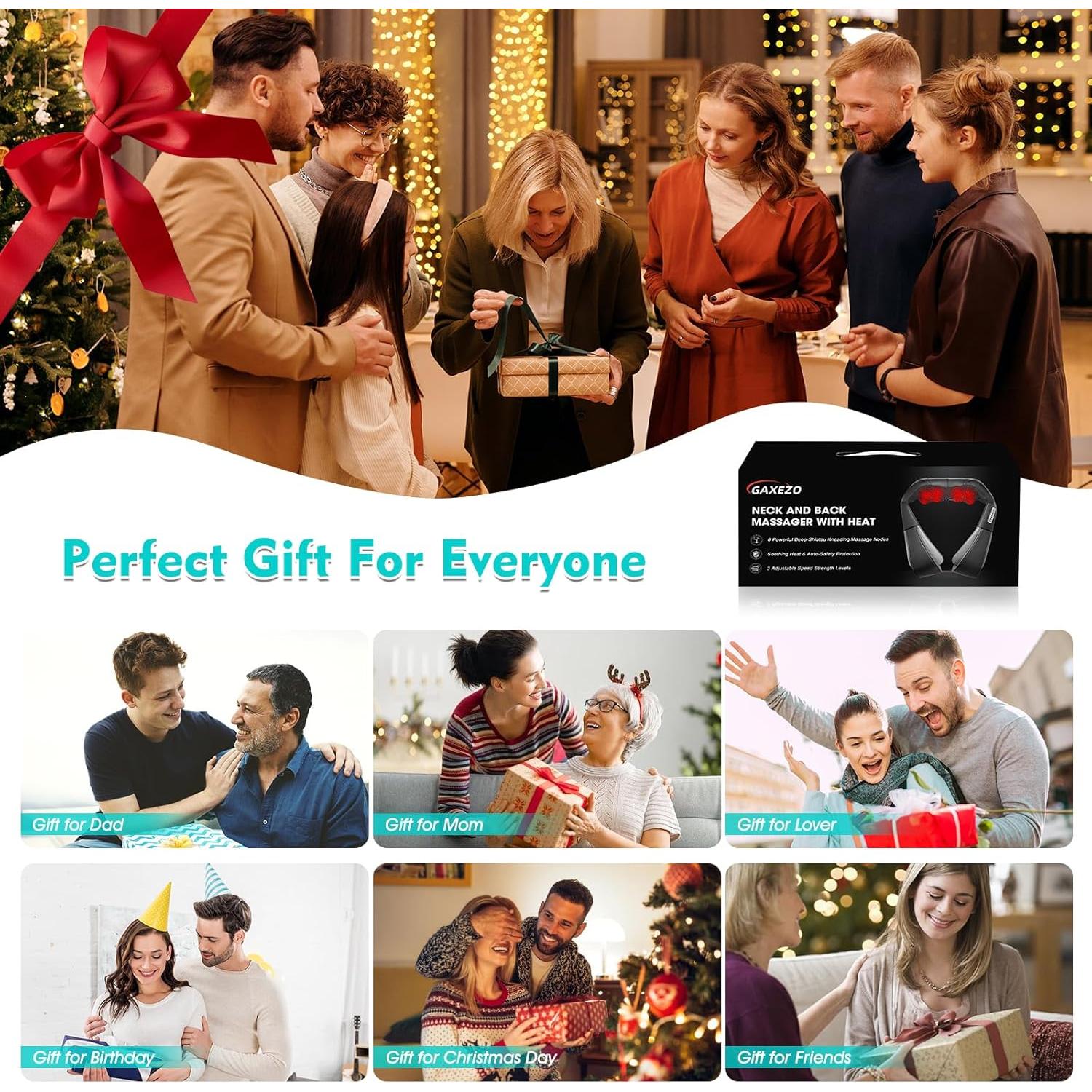 Masajeador de Espalda y Cuello GAXEZO Shiatsu con Calor 4D