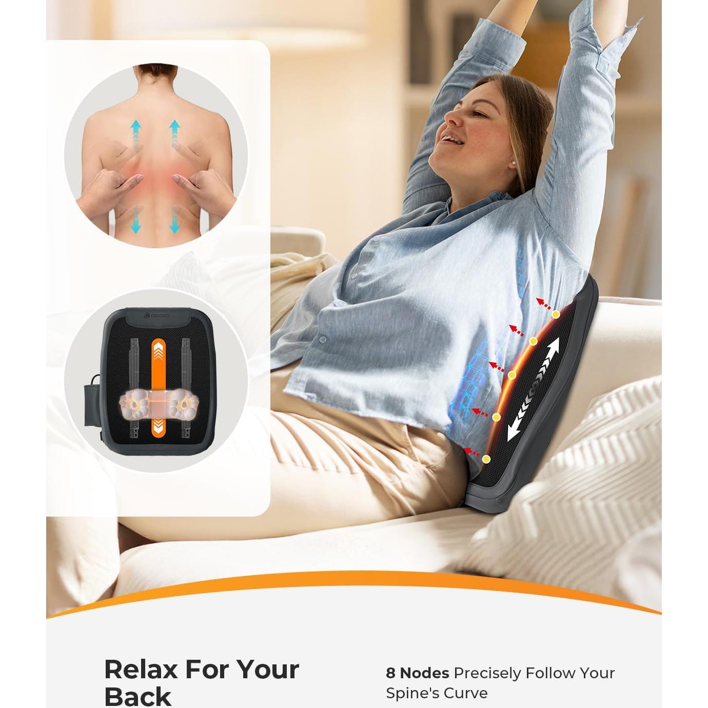 Masajeador de Espalda Shiatsu CooCoCo con Calor 4D