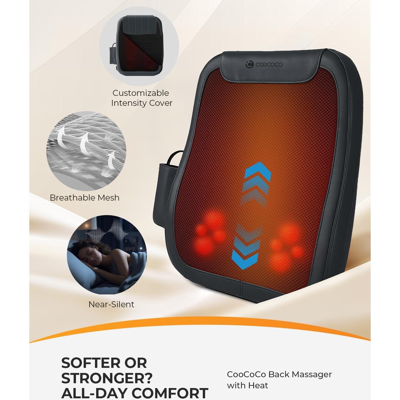 Masajeador de Espalda Shiatsu CooCoCo con Calor 4D