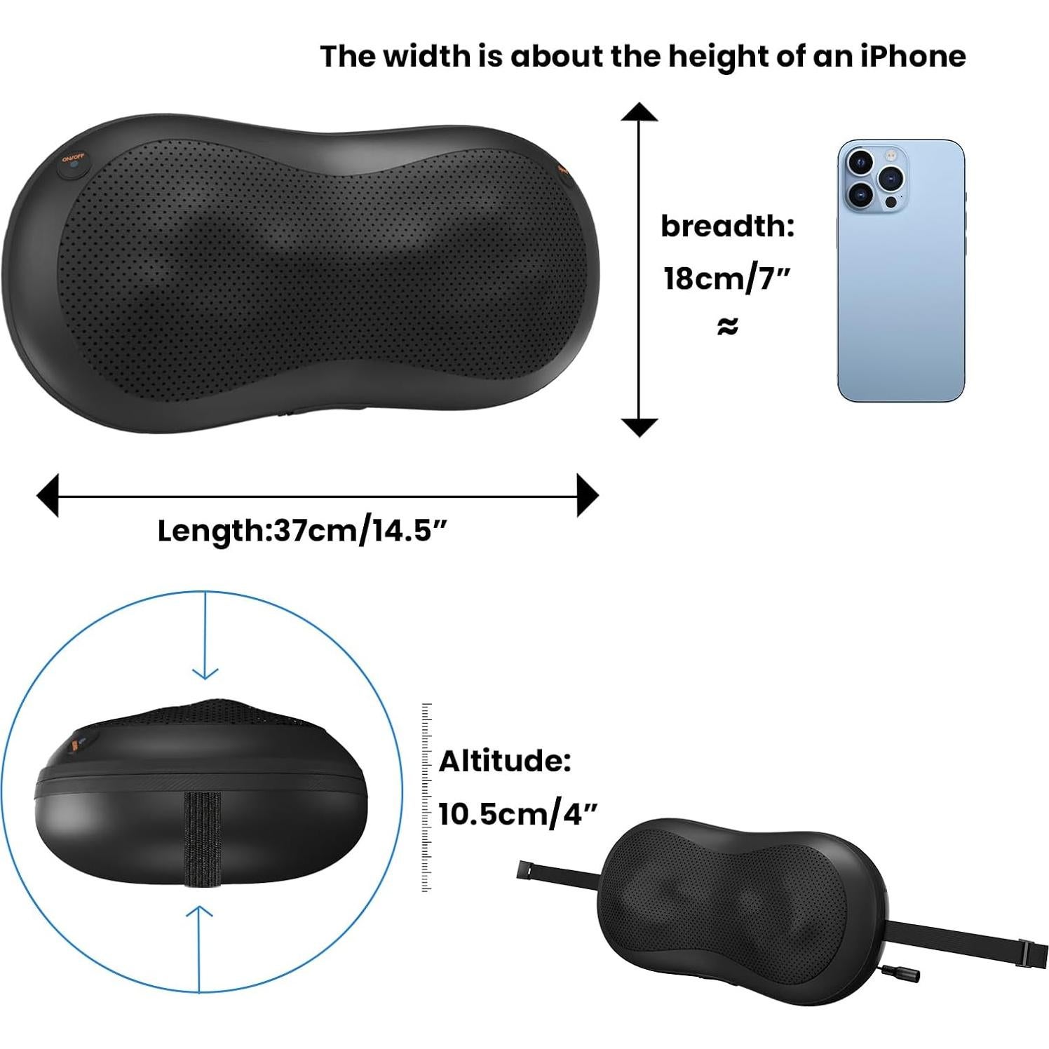 Almohada de Masaje Ajustable Massagease 8 Cabezas Calentada