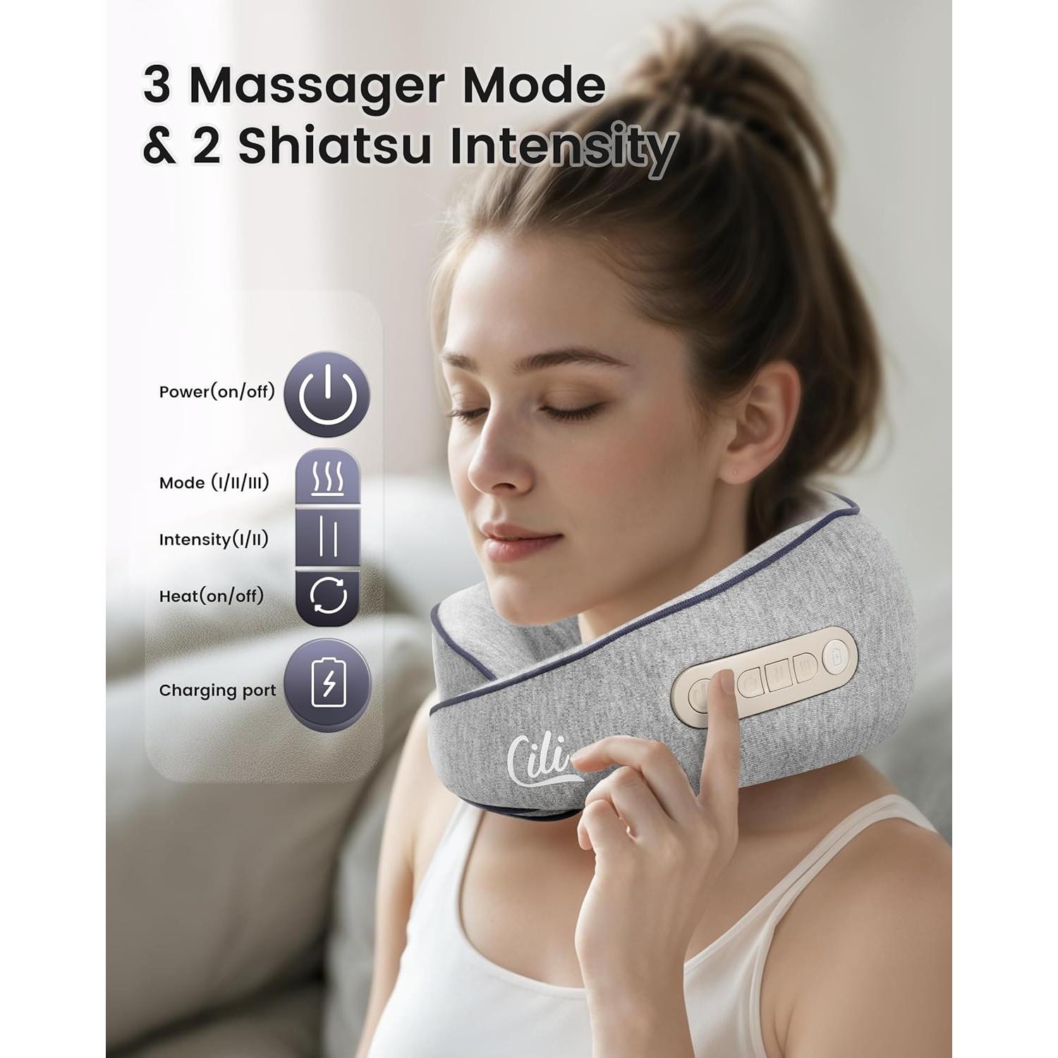 Masajeador de Cuello Inalámbrico CILI CL-6476 con Calor 2500mAh