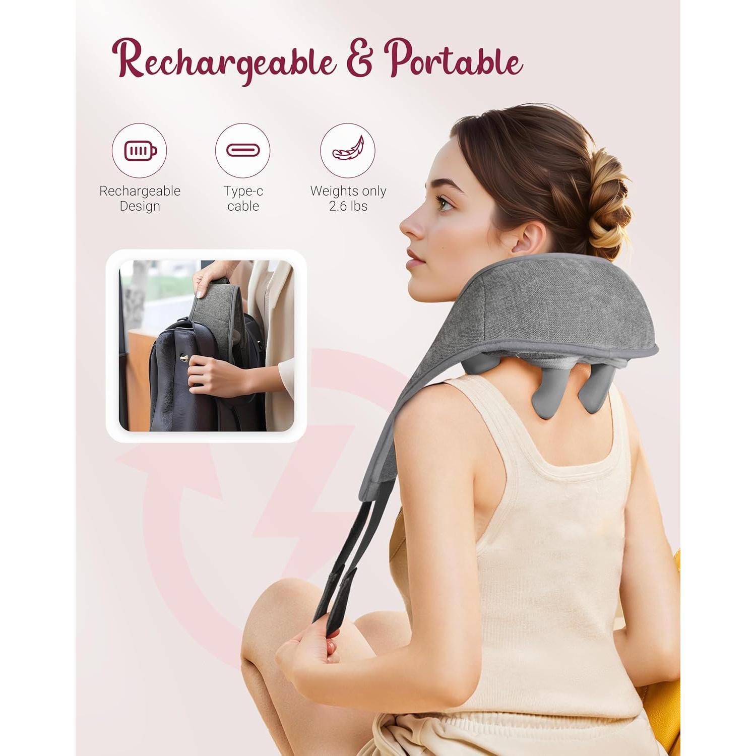 Masajeador de Cuello Inalámbrico THERAZZAGGE 6D con Calor