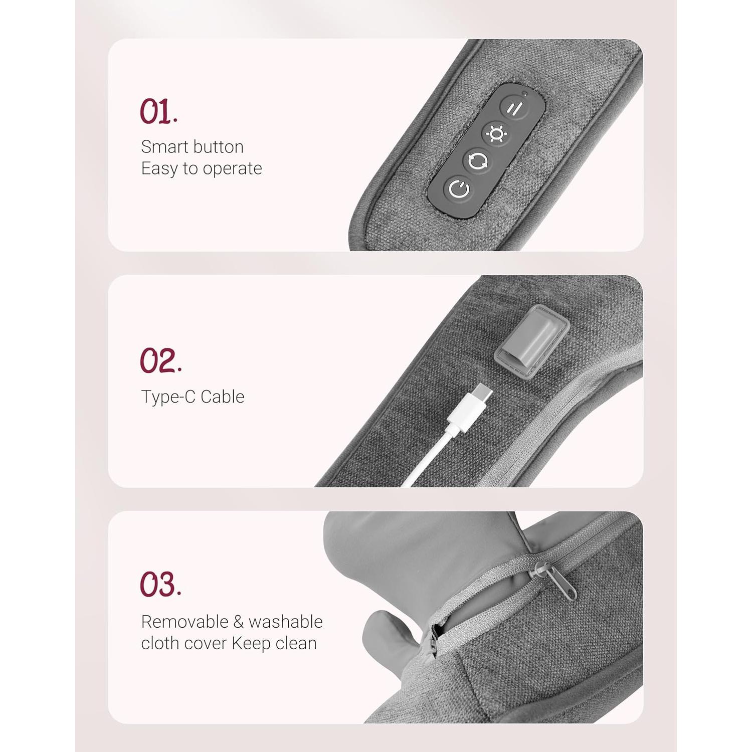 Masajeador de Cuello Inalámbrico THERAZZAGGE 6D con Calor