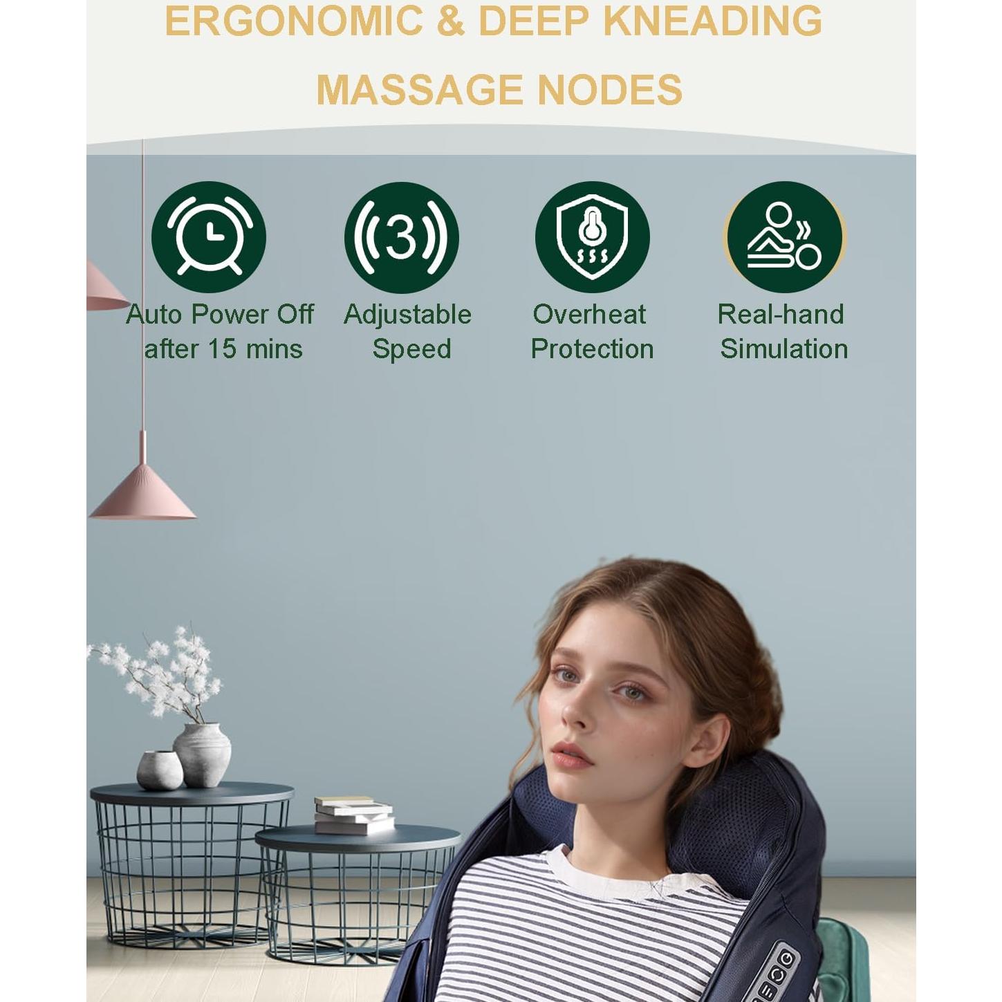 Masajeador de Cuello Shiatsu Helphier con Calor y Amasado