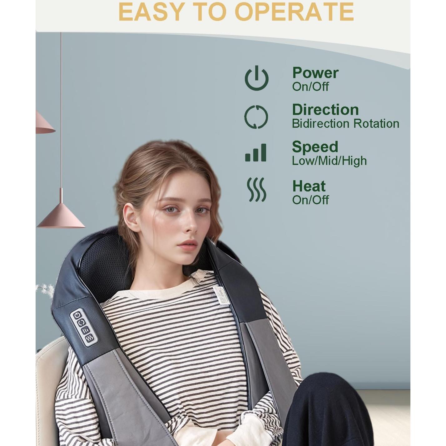 Masajeador de Cuello Shiatsu Helphier con Calor y Amasado