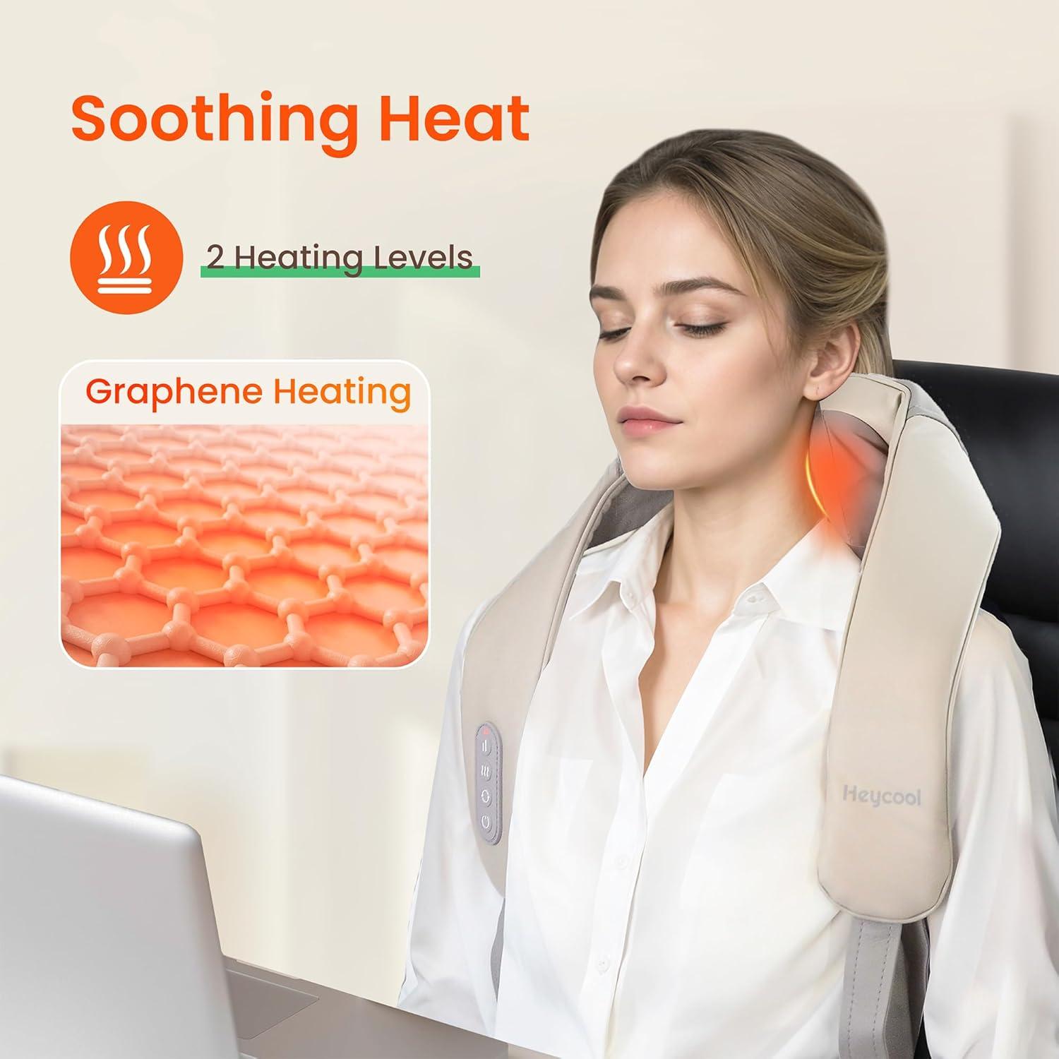 Masajeador de Cuello y Hombros Heycool con Calentamiento de Grafeno