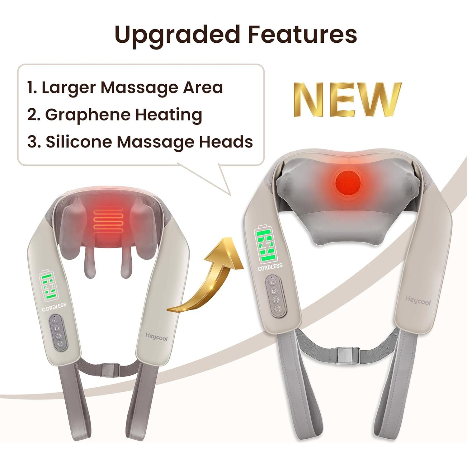 Masajeador de Cuello y Hombros Heycool con Calentamiento de Grafeno