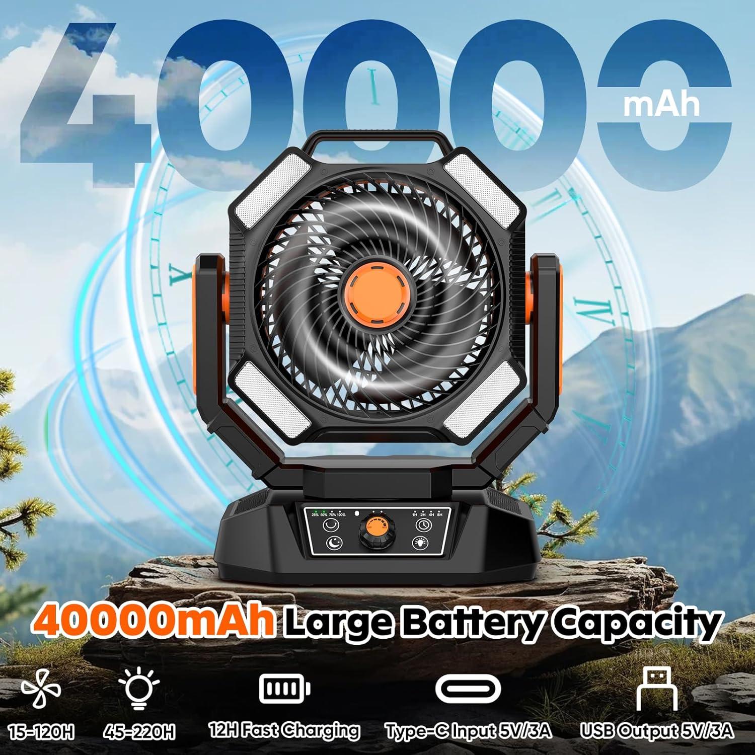 Ventilador de Camping Multper 40000mAh 8 Velocidades Oscilante