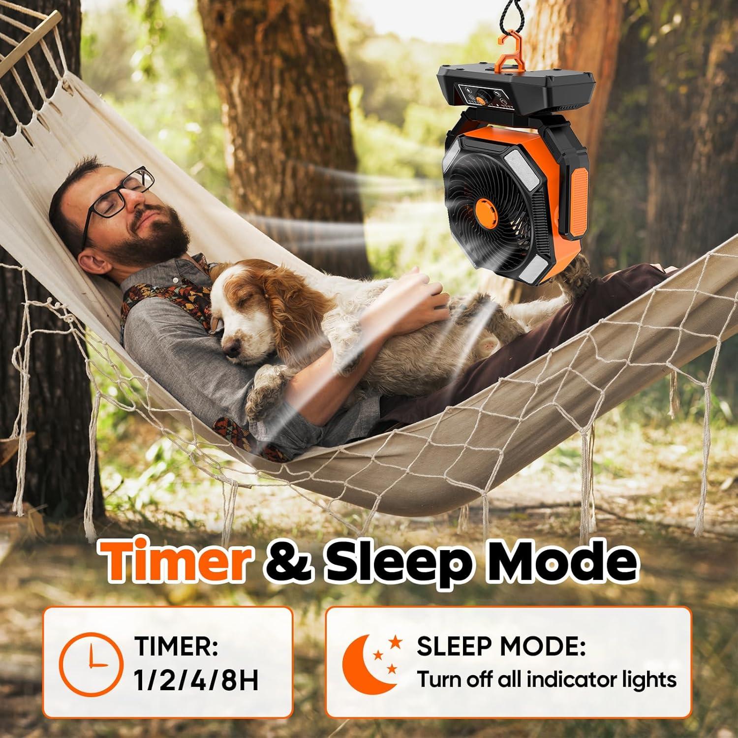 Ventilador de Camping Multper 40000mAh 8 Velocidades Oscilante