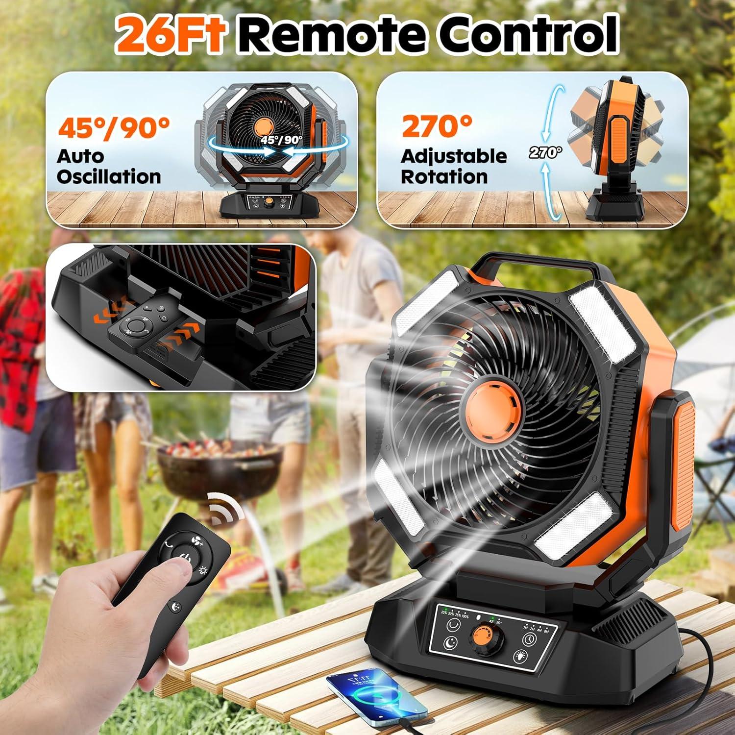 Ventilador de Camping Multper 40000mAh 8 Velocidades Oscilante