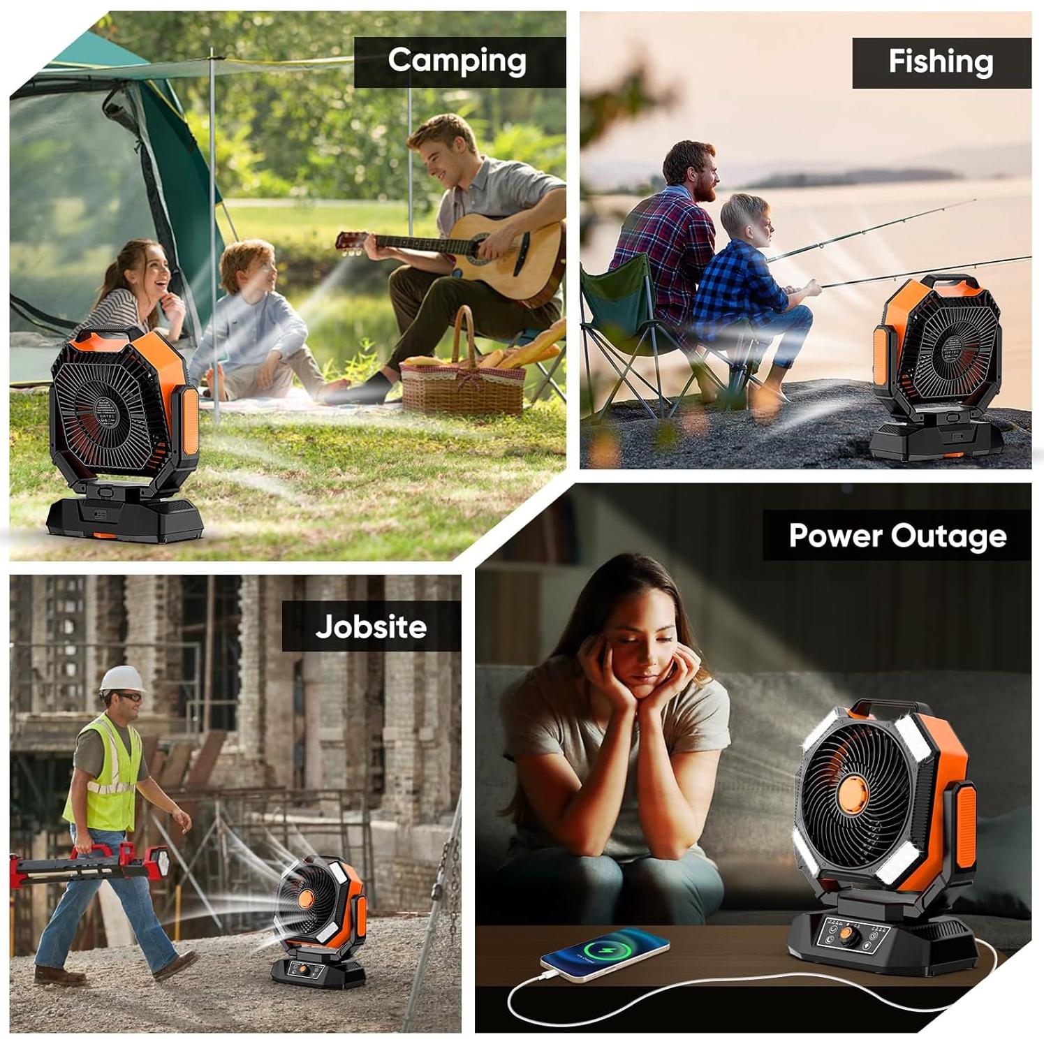 Ventilador de Camping Multper 40000mAh 8 Velocidades Oscilante