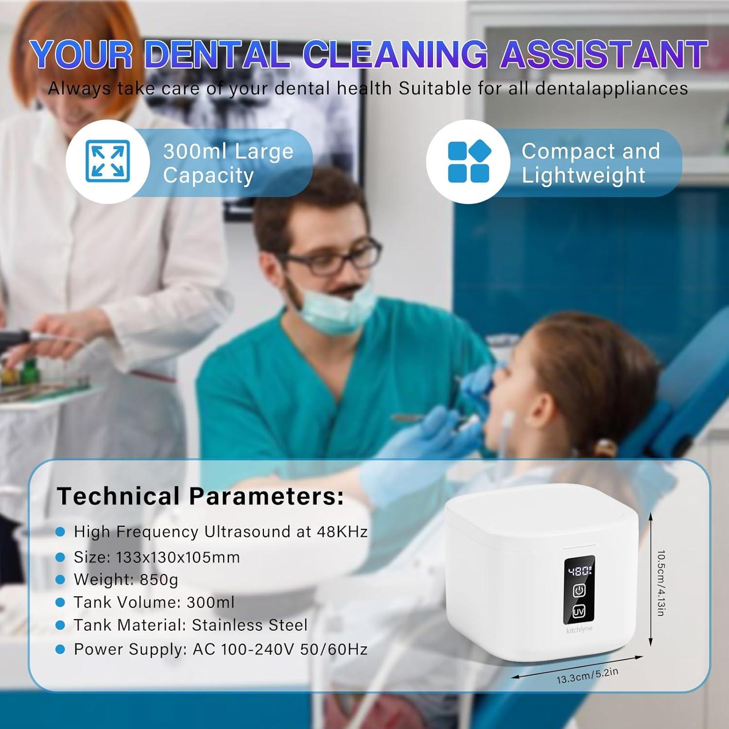 Limpiador Ultrasónico KITCHLYNE para Retenedores 375ml 48kHz
