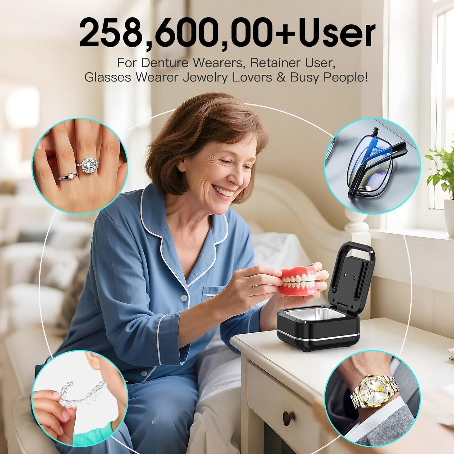 Limpiador Ultrasónico HAUSBELL Negro para Dientes y Retenedores