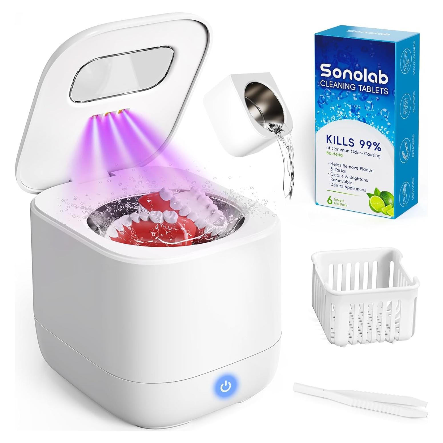 Limpiador Ultrasónico Sonolab 240ml con Tanque Removible y Tabletas