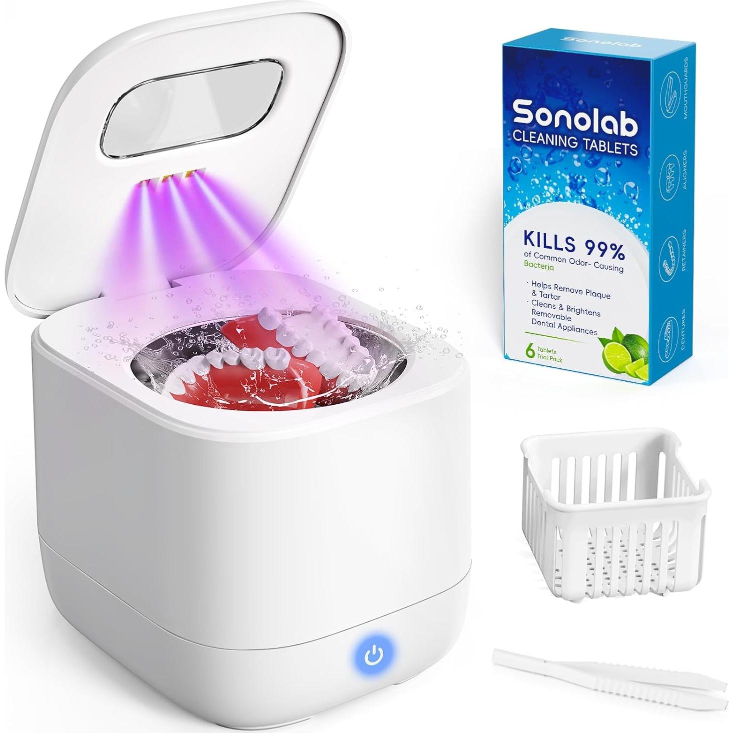 Limpiador Ultrasónico Sonolab 240ml con Tanque Removible y Tabletas