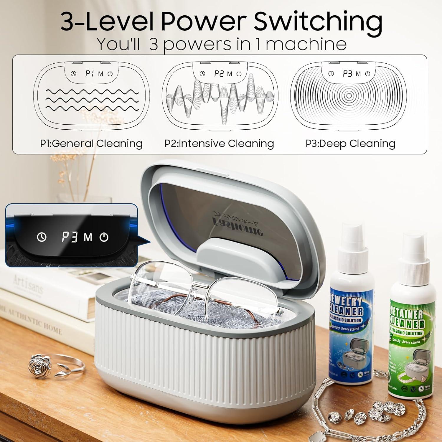 Limpiador Ultrasónico Fashome 550ml 45KHz 5 Modos para Joyas