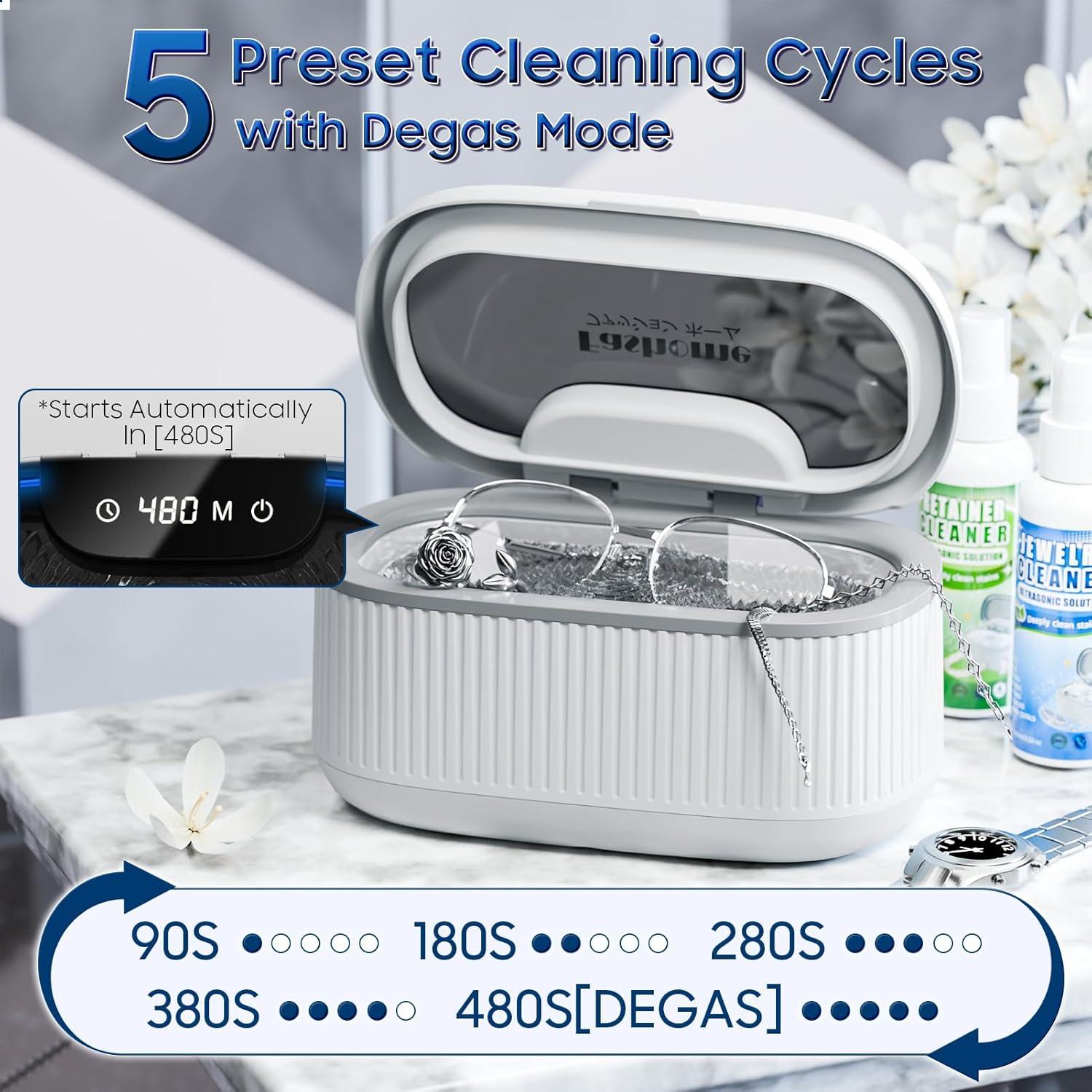 Limpiador Ultrasónico Fashome 550ml 45KHz 5 Modos para Joyas