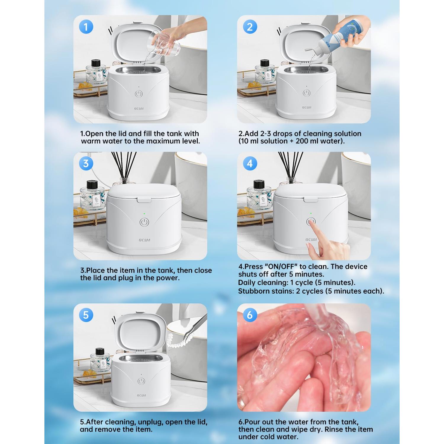Limpiador Ultrasónico Bcom para Retenedores y Joyas 50ml