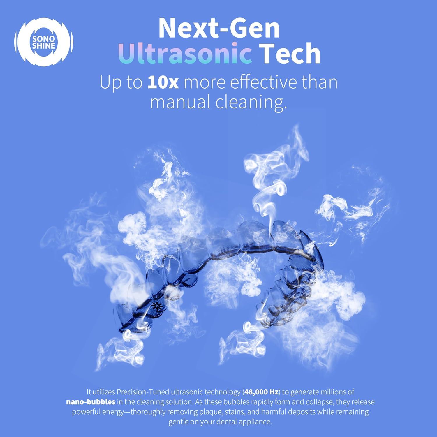 Limpiador Ultrasónico Shinchie SonoShine para Dentaduras y Alineadores