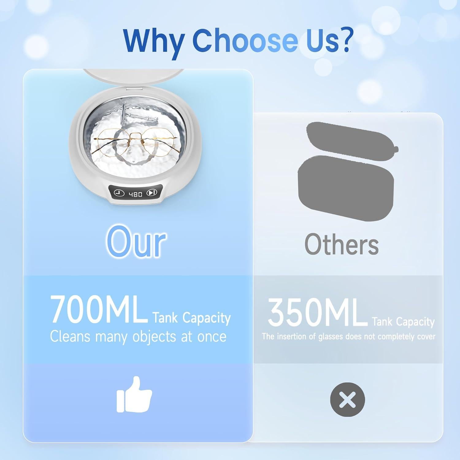 Limpiador Ultrasónico de Joyas KUNPHY 700ml 48kHz 3 Modos