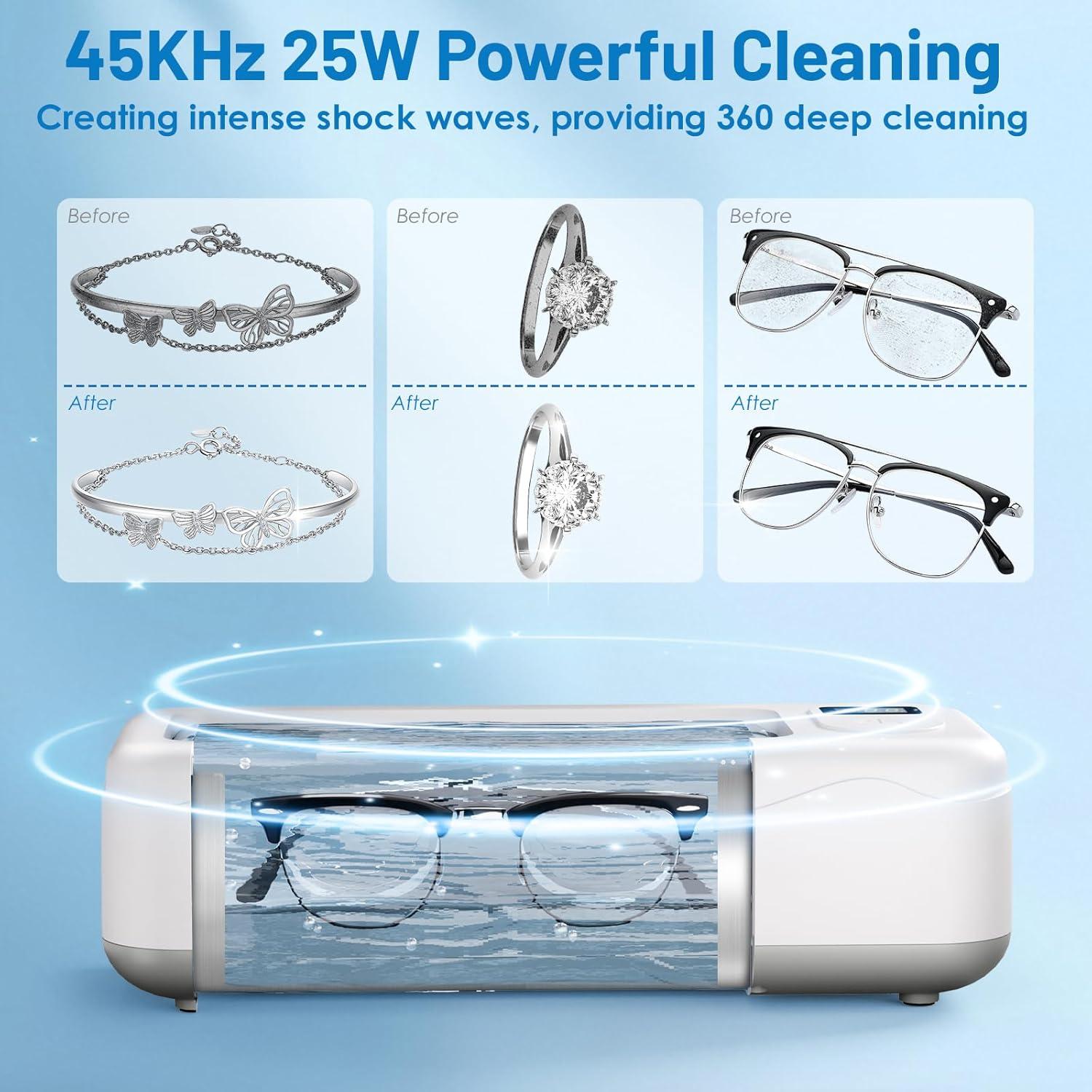 Limpiador Ultrasónico de Joyas GUPOQIGU 600ml con Temporizador