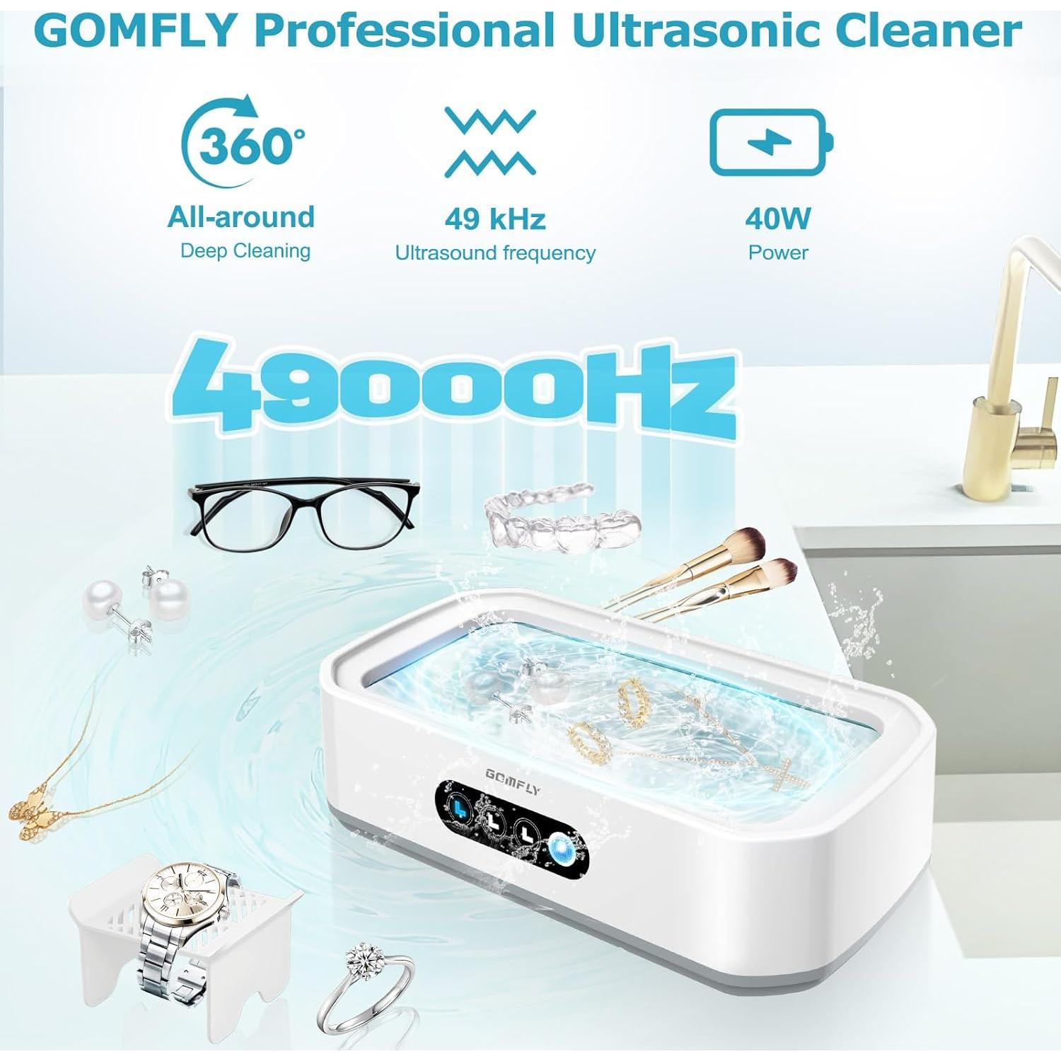 Limpiadora Ultrasónica de Joyas GOMFLY 49kHz 650ml Acero Inoxidable