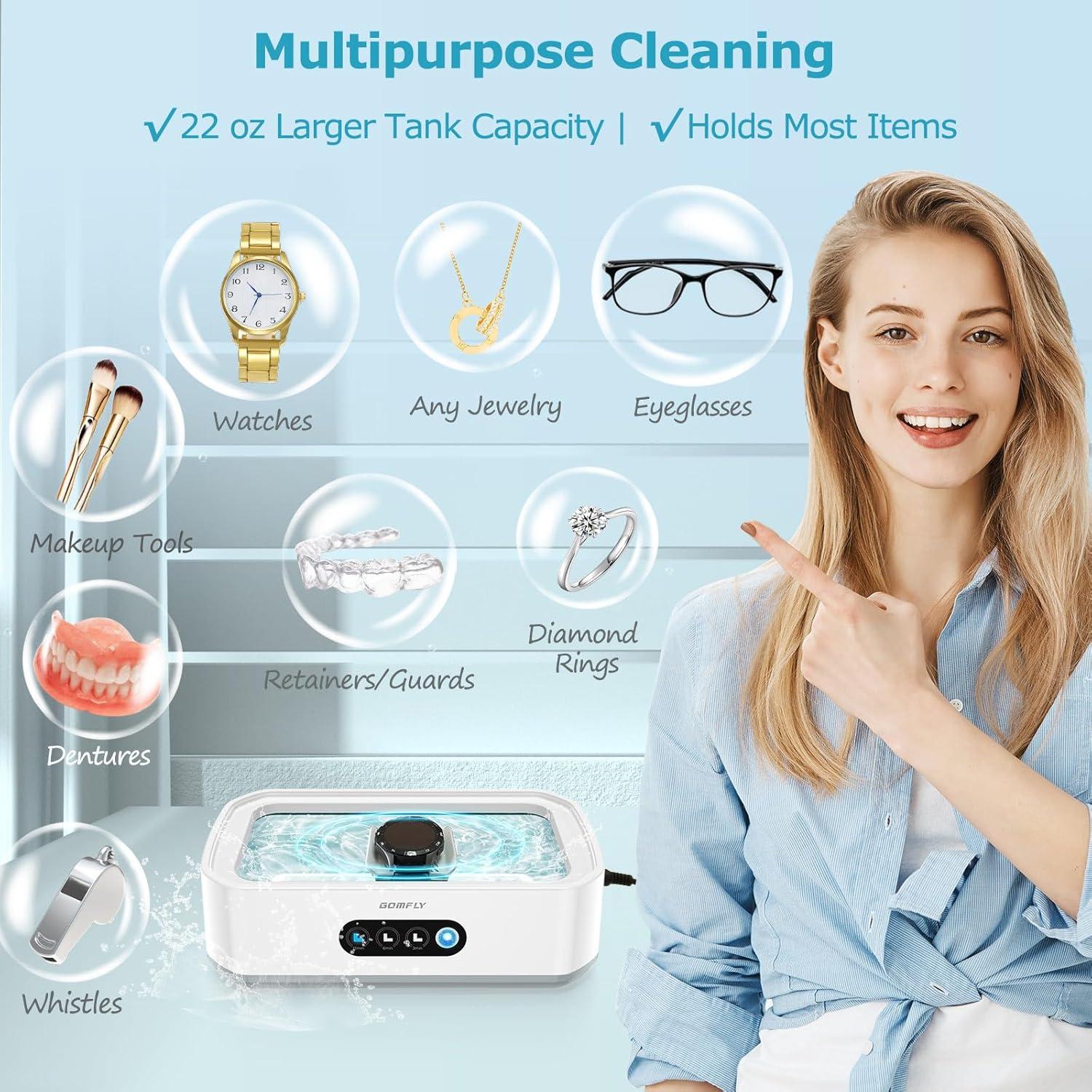 Limpiadora Ultrasónica de Joyas GOMFLY 49kHz 650ml Acero Inoxidable