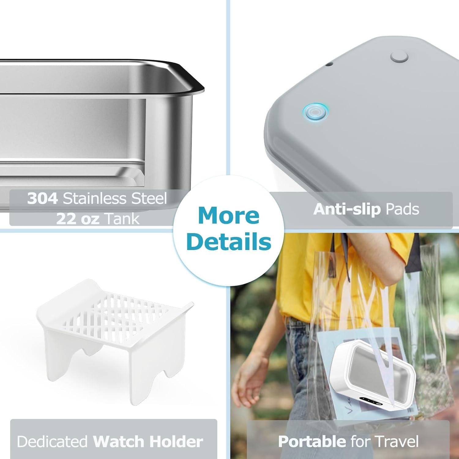 Limpiadora Ultrasónica de Joyas GOMFLY 49kHz 650ml Acero Inoxidable