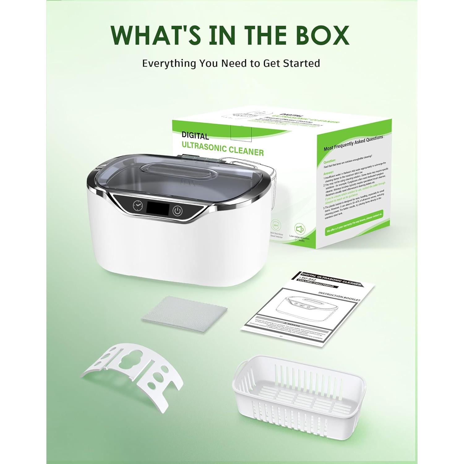 Limpiador Ultrasónico de Joyas ByteRoll 700ml 48kHz 5 Modos