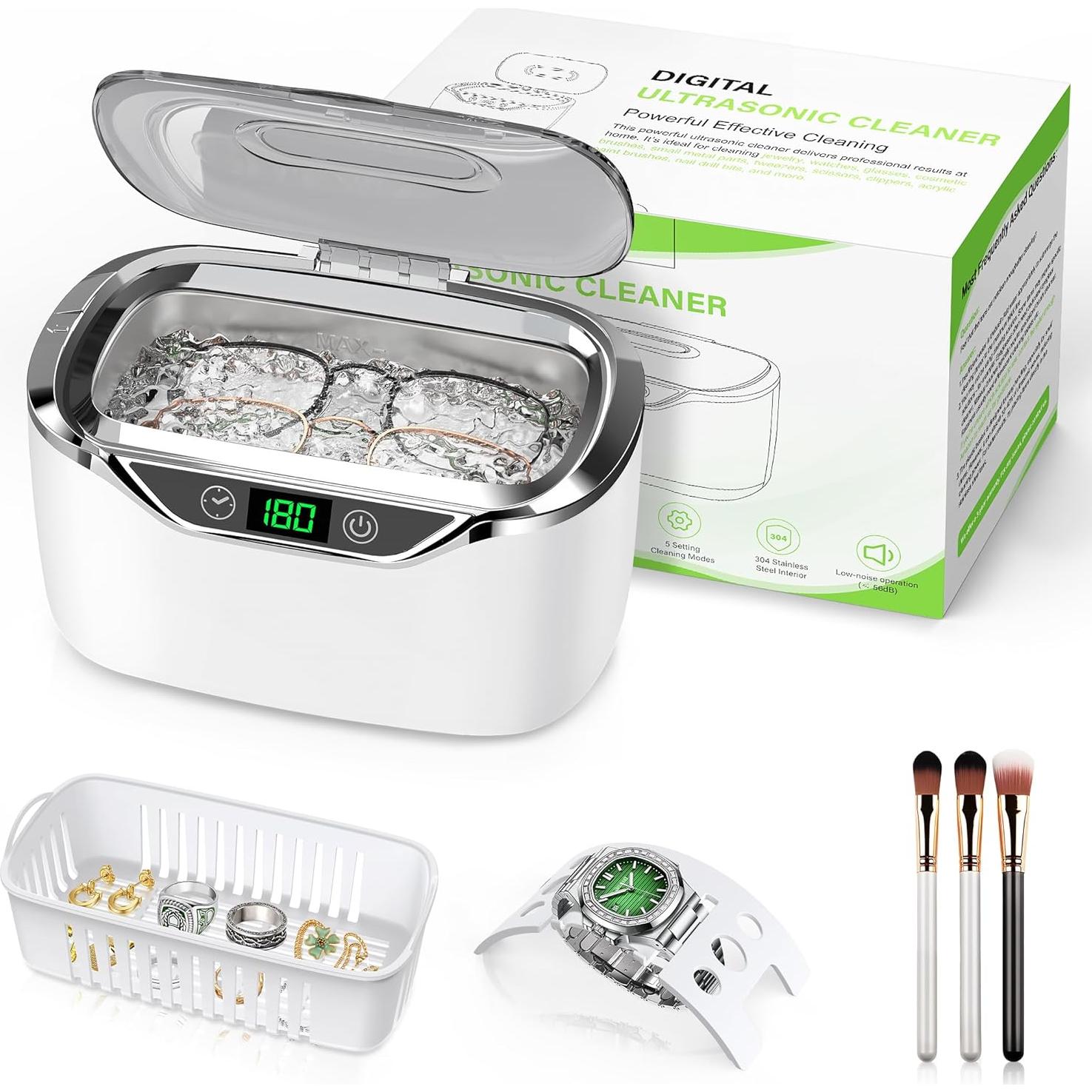 Limpiador Ultrasónico de Joyas ByteRoll 700ml 48kHz 5 Modos