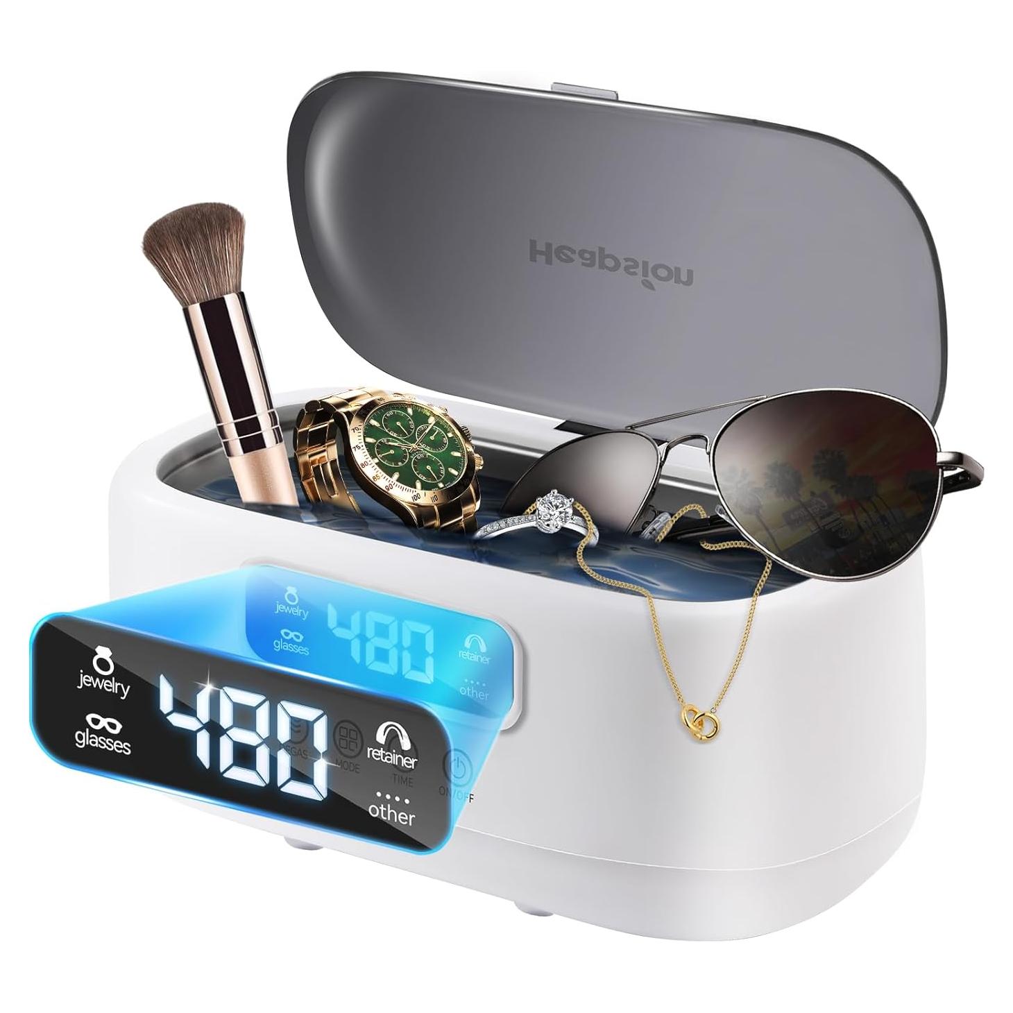 Limpiador Ultrasónico de Joyas Heapsion 650ml con Temporizador