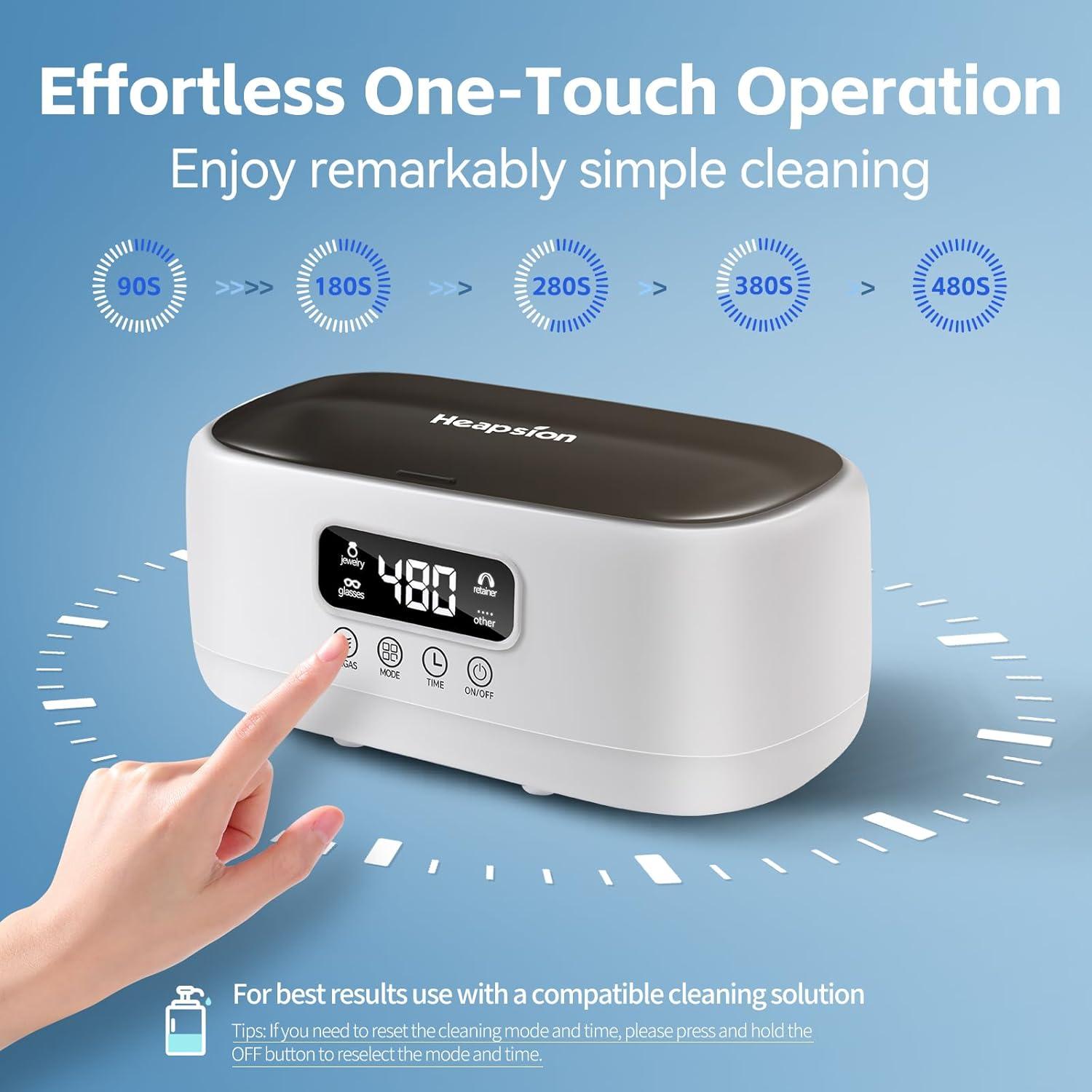 Limpiador Ultrasónico de Joyas Heapsion 650ml con Temporizador