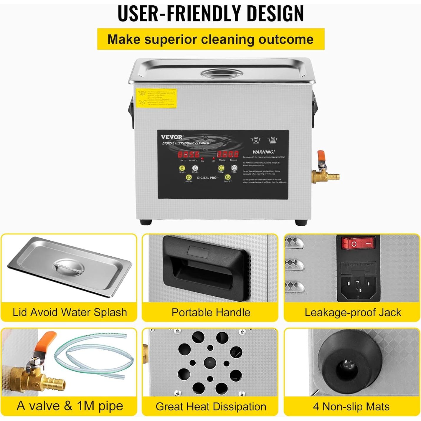 Limpiador Ultrasónico VEVOR 6L 400W Digital con Calentador