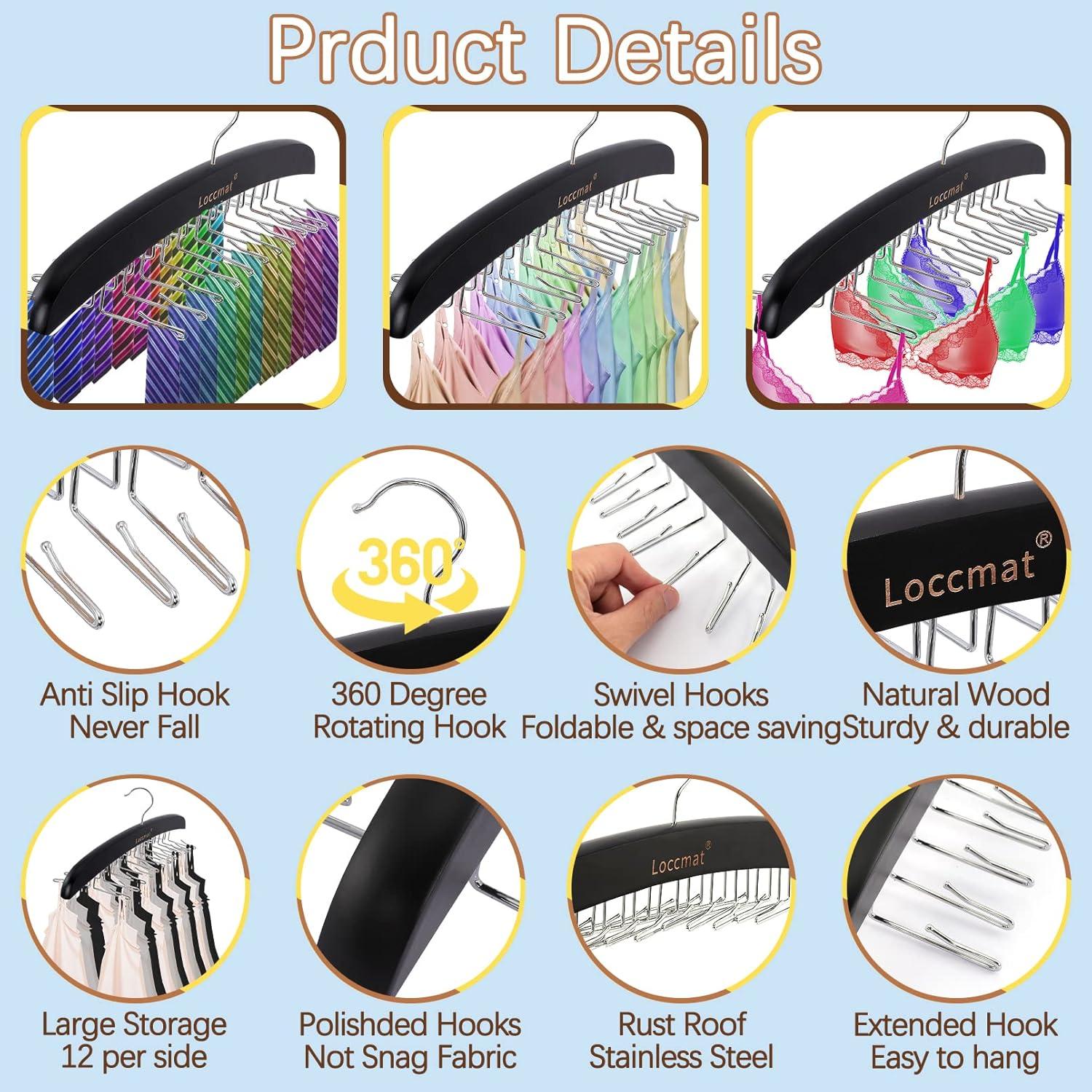 Perchero de Madera Loccmat con 24 Ganchos Metálicos Plegables