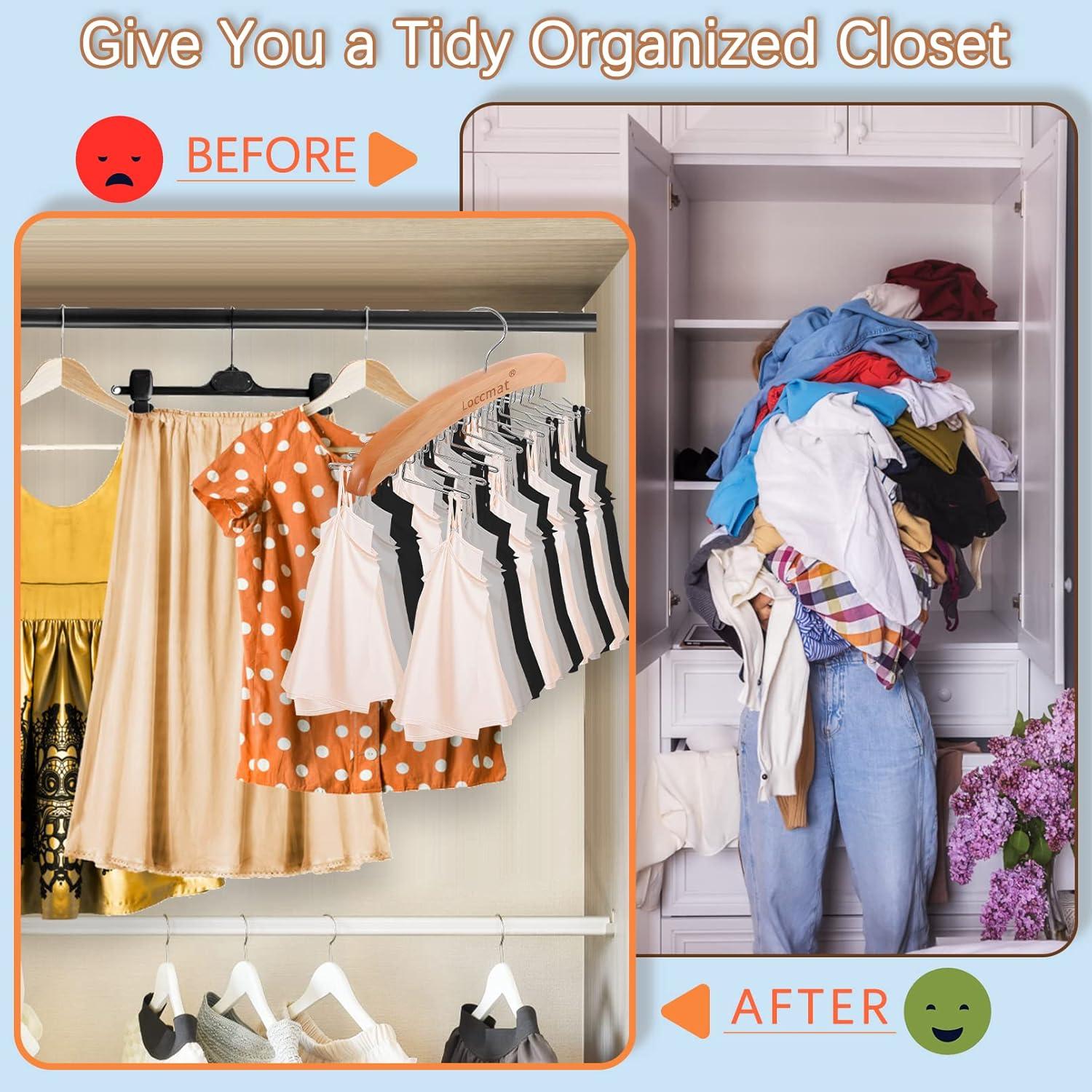 Perchero de Madera Loccmat con 24 Ganchos Metálicos Plegables