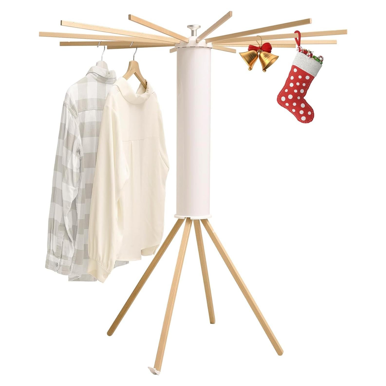 Soporte de Secado Plegable LEQ con 12 Varillas de Madera