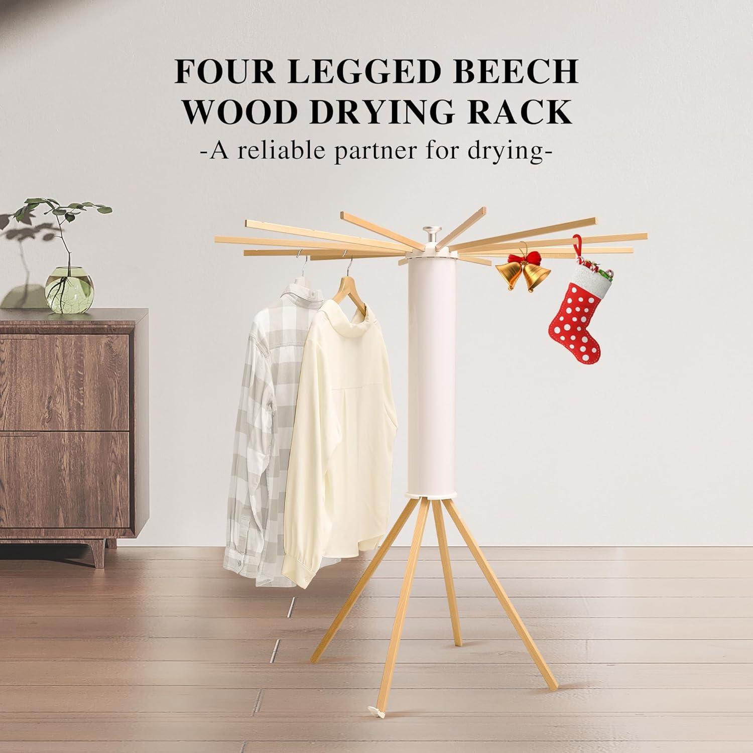 Soporte de Secado Plegable LEQ con 12 Varillas de Madera