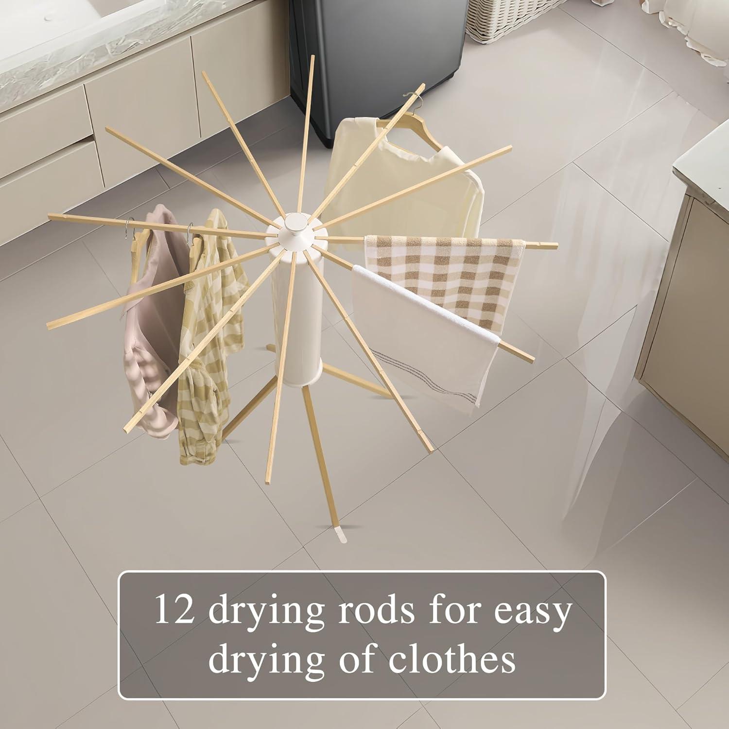 Soporte de Secado Plegable LEQ con 12 Varillas de Madera