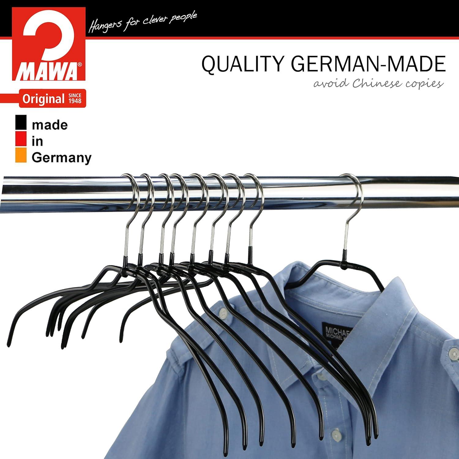 Perchas Antideslizantes Ultra Delgadas MAWA - Paquete de 24, Negro