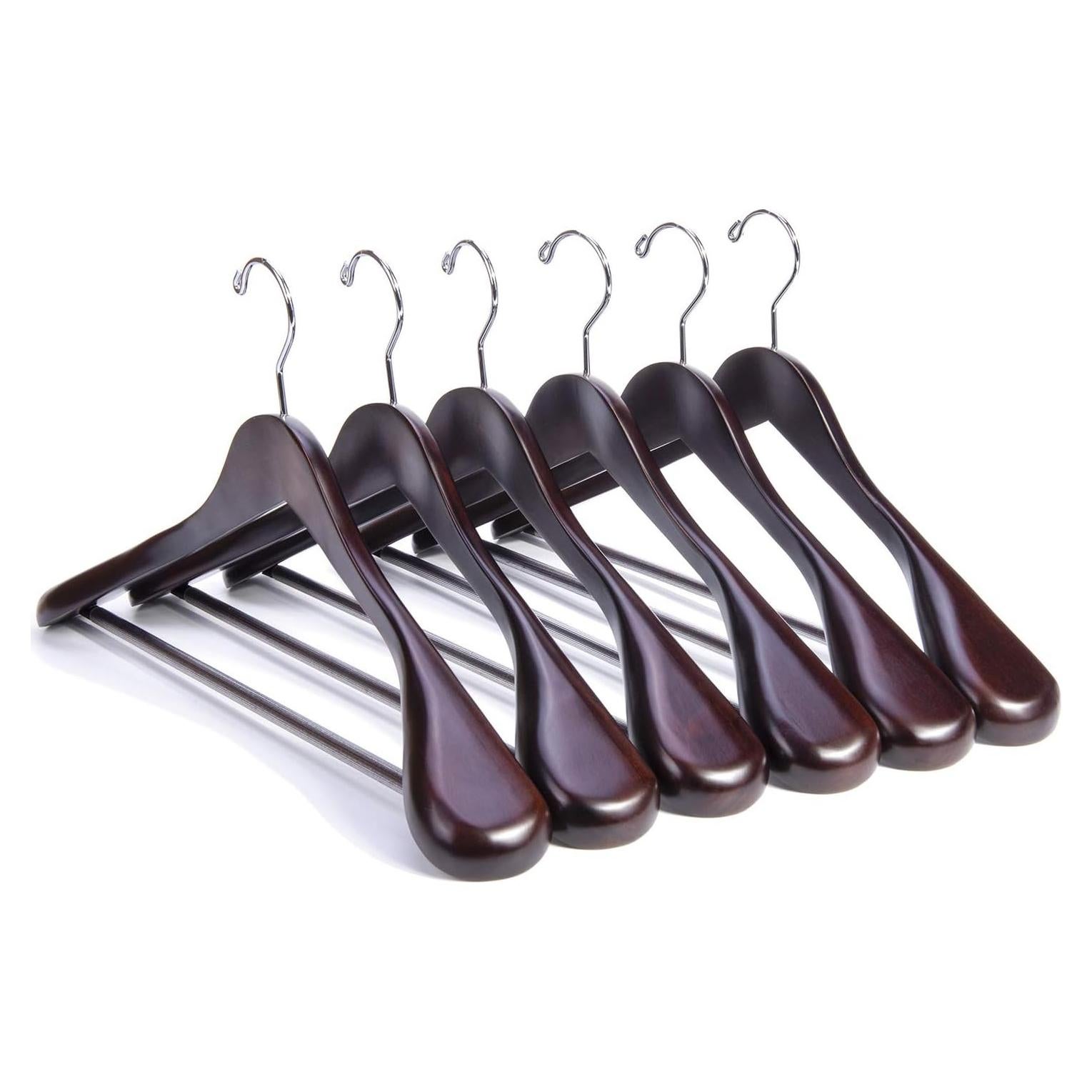 Perchas de Madera Caoba Nature Smile - Paquete de 6 - Hombros Anchos