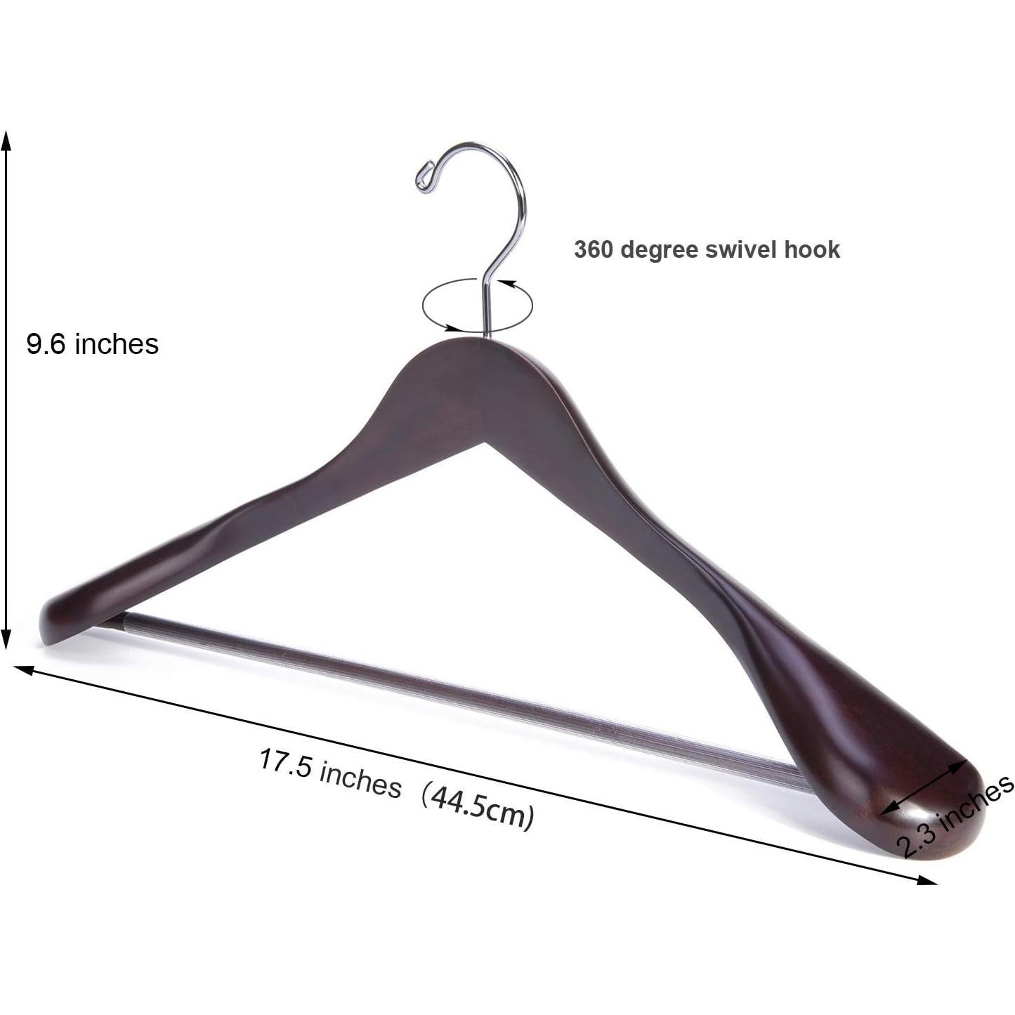 Perchas de Madera Caoba Nature Smile - Paquete de 6 - Hombros Anchos