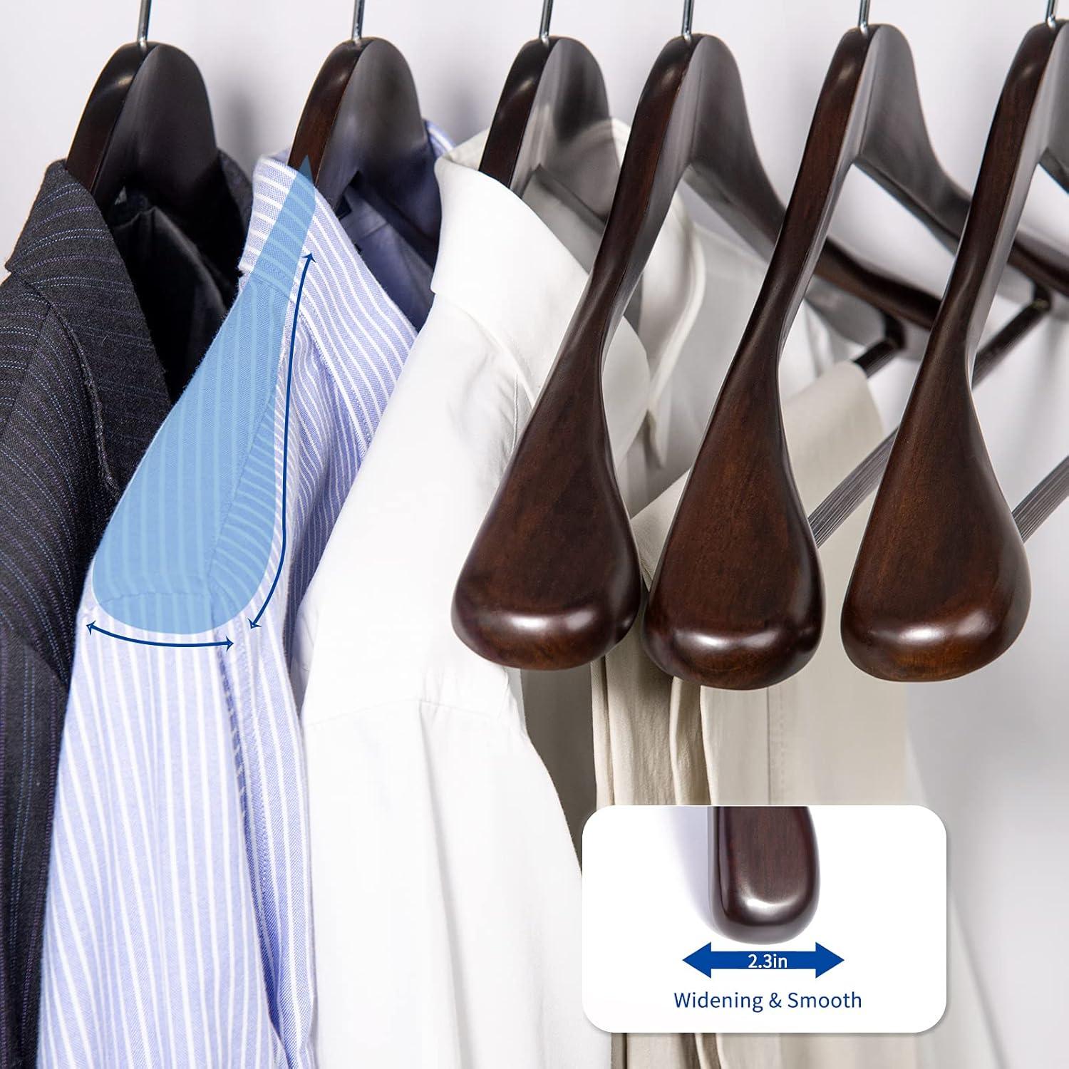 Perchas de Madera Caoba Nature Smile - Paquete de 6 - Hombros Anchos