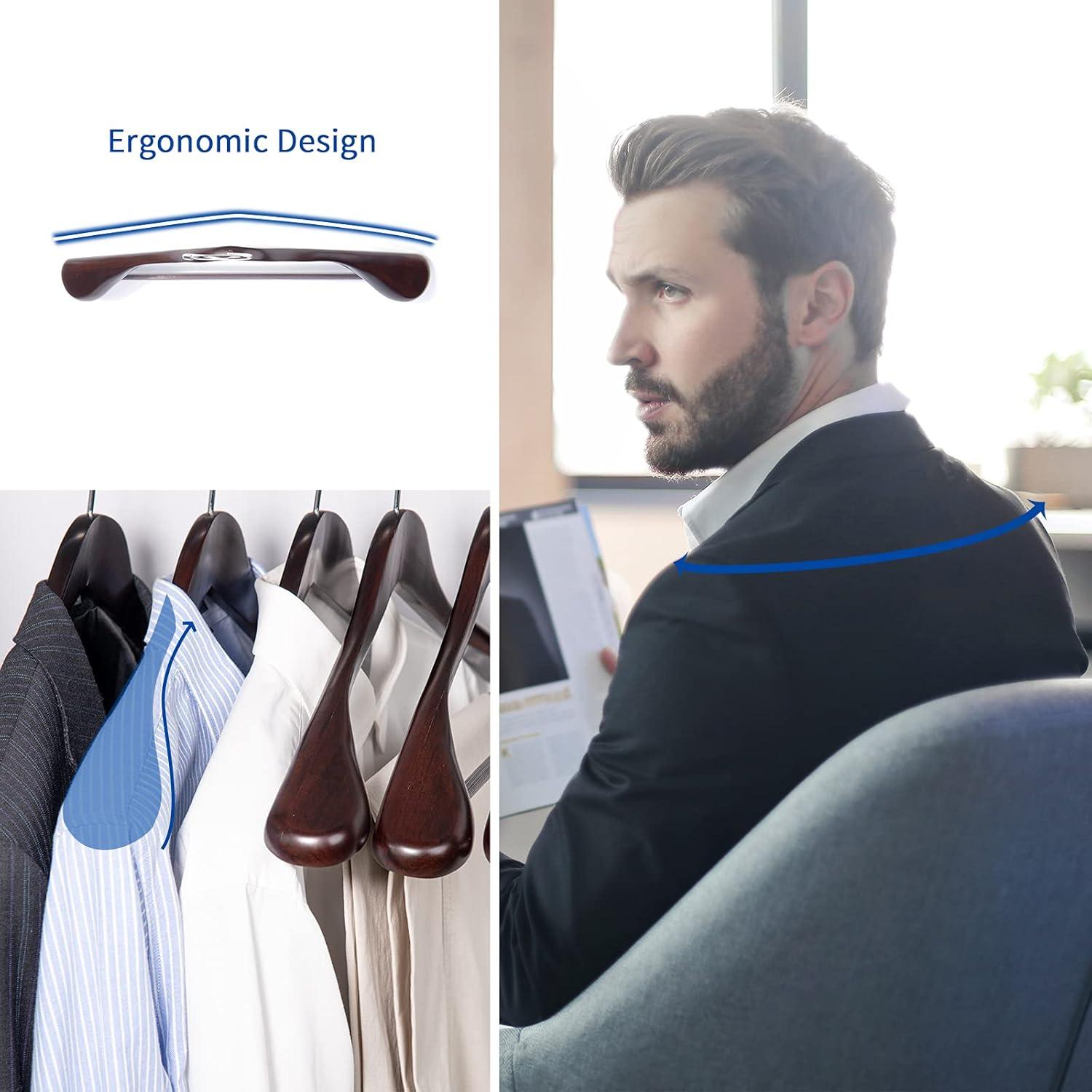 Perchas de Madera Caoba Nature Smile - Paquete de 6 - Hombros Anchos