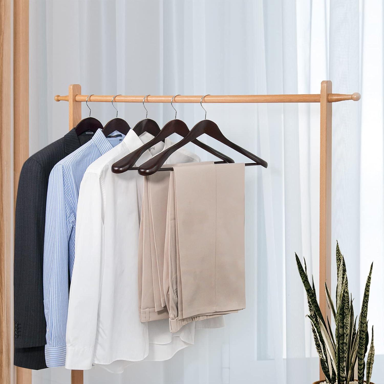 Perchas de Madera Caoba Nature Smile - Paquete de 6 - Hombros Anchos