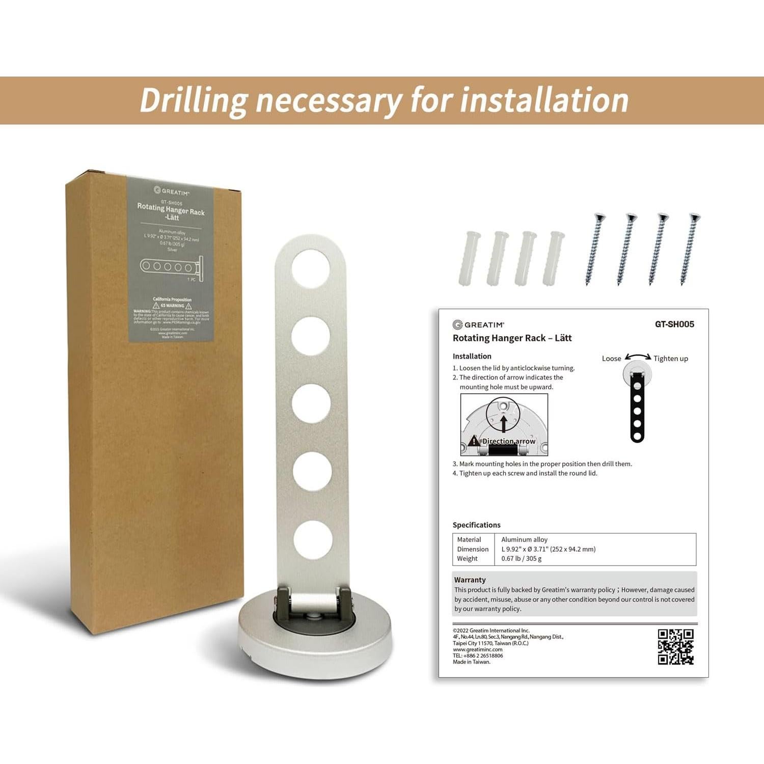 Soporte de Ropa Plegable GREATIM GT-SH005 Plata 25.2x9.4cm