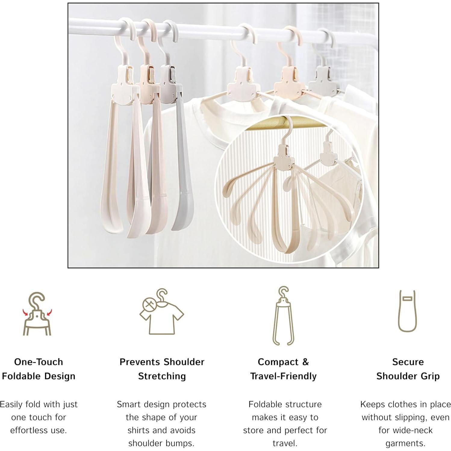 Perchero Plegable Genérico Antideslizante - Paquete de 5