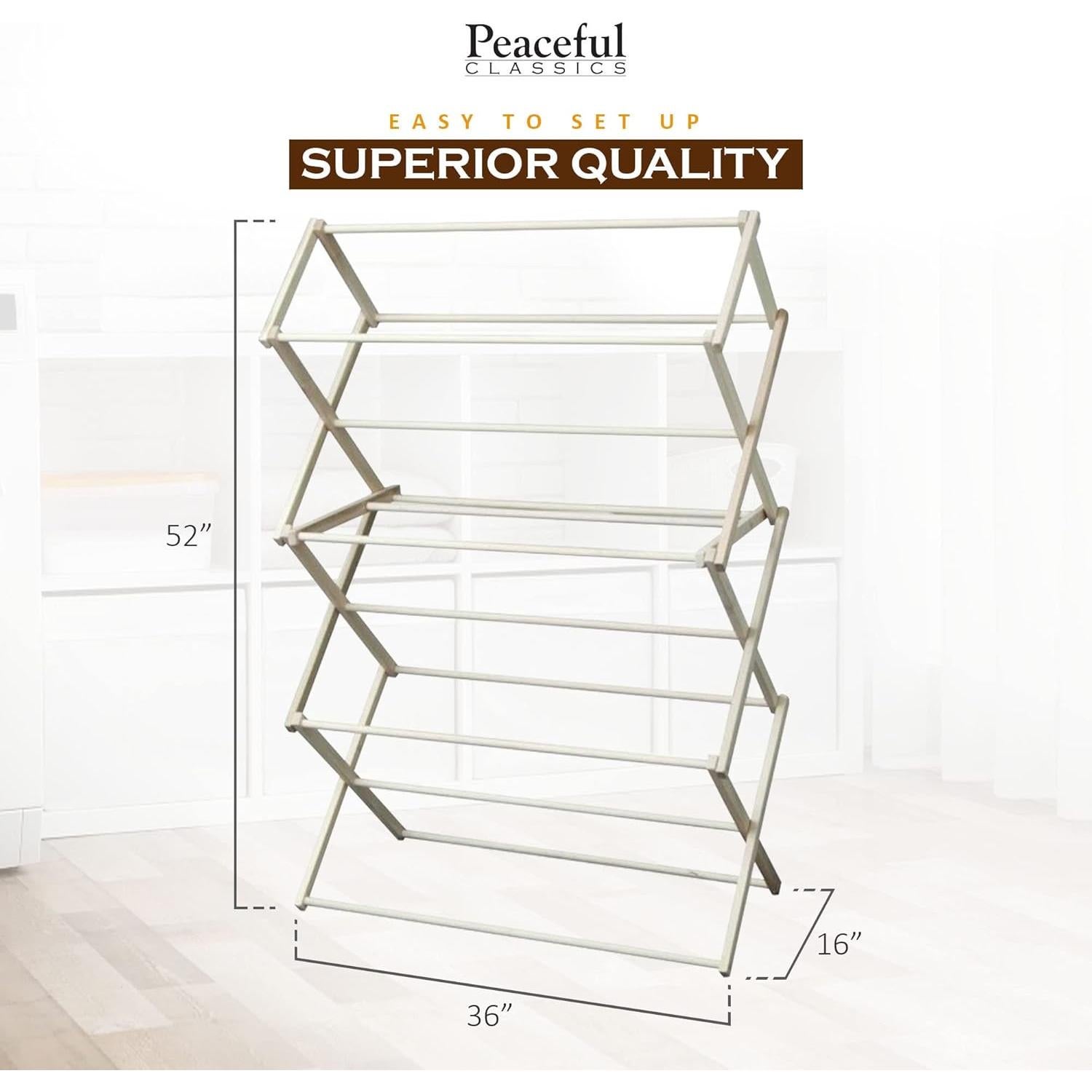 Soporte de Secado de Ropa Plegable Paz Clásica 132x91 cm