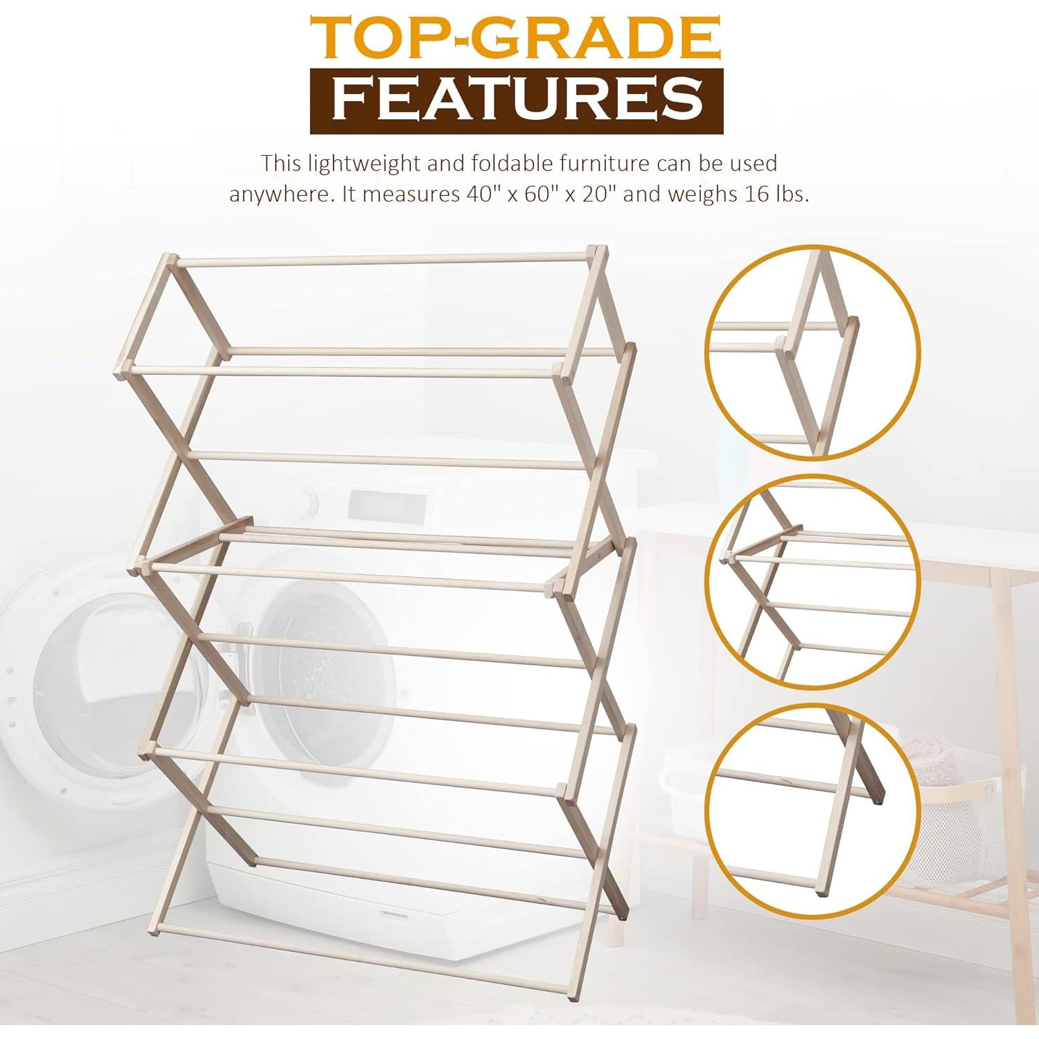 Soporte de Secado de Ropa Plegable Paz Clásica 132x91 cm